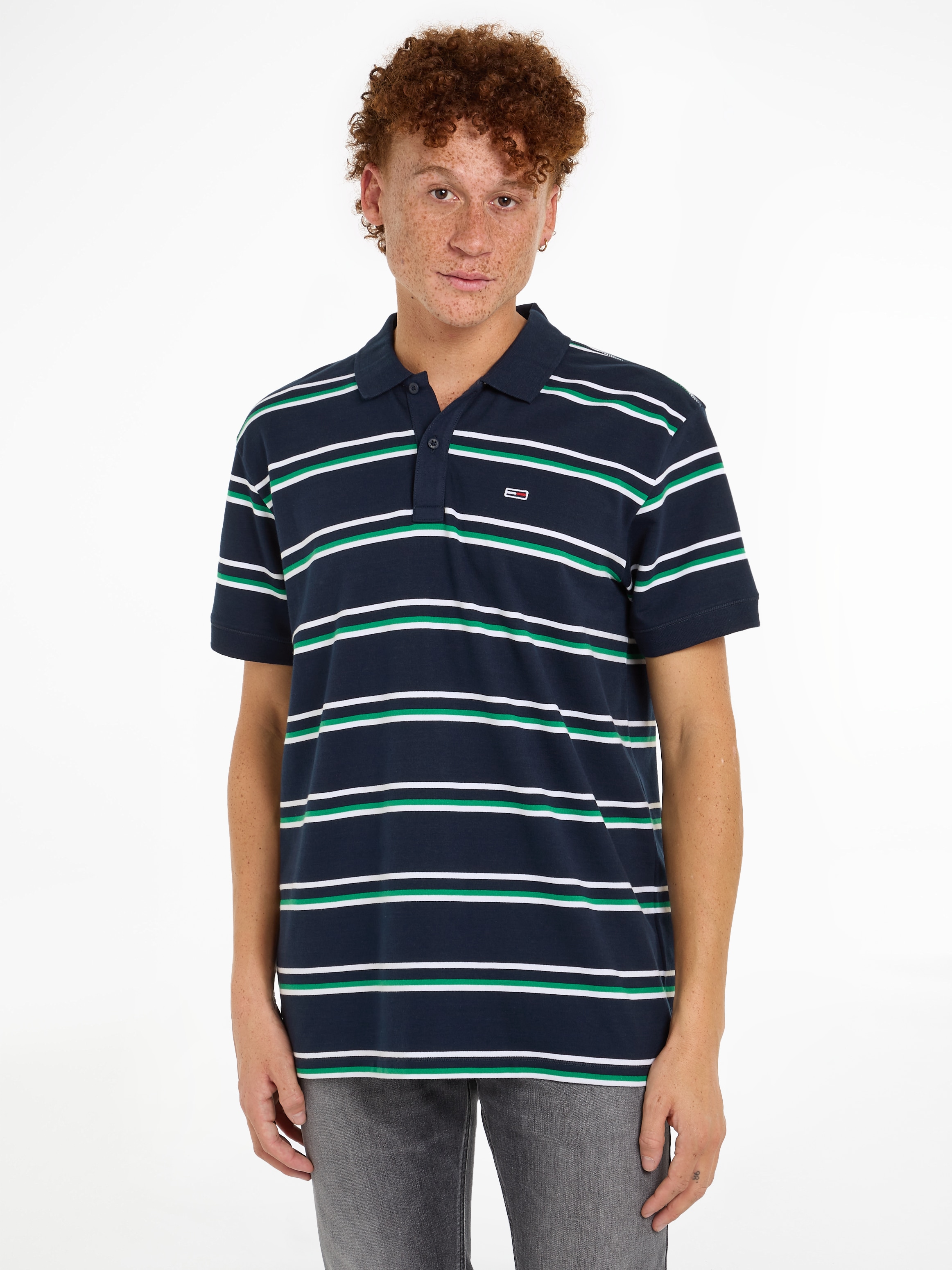 Tommy Jeans Poloshirt »TJM REG ESSENTIAL STRIPE POLO«, mit Logostickerei