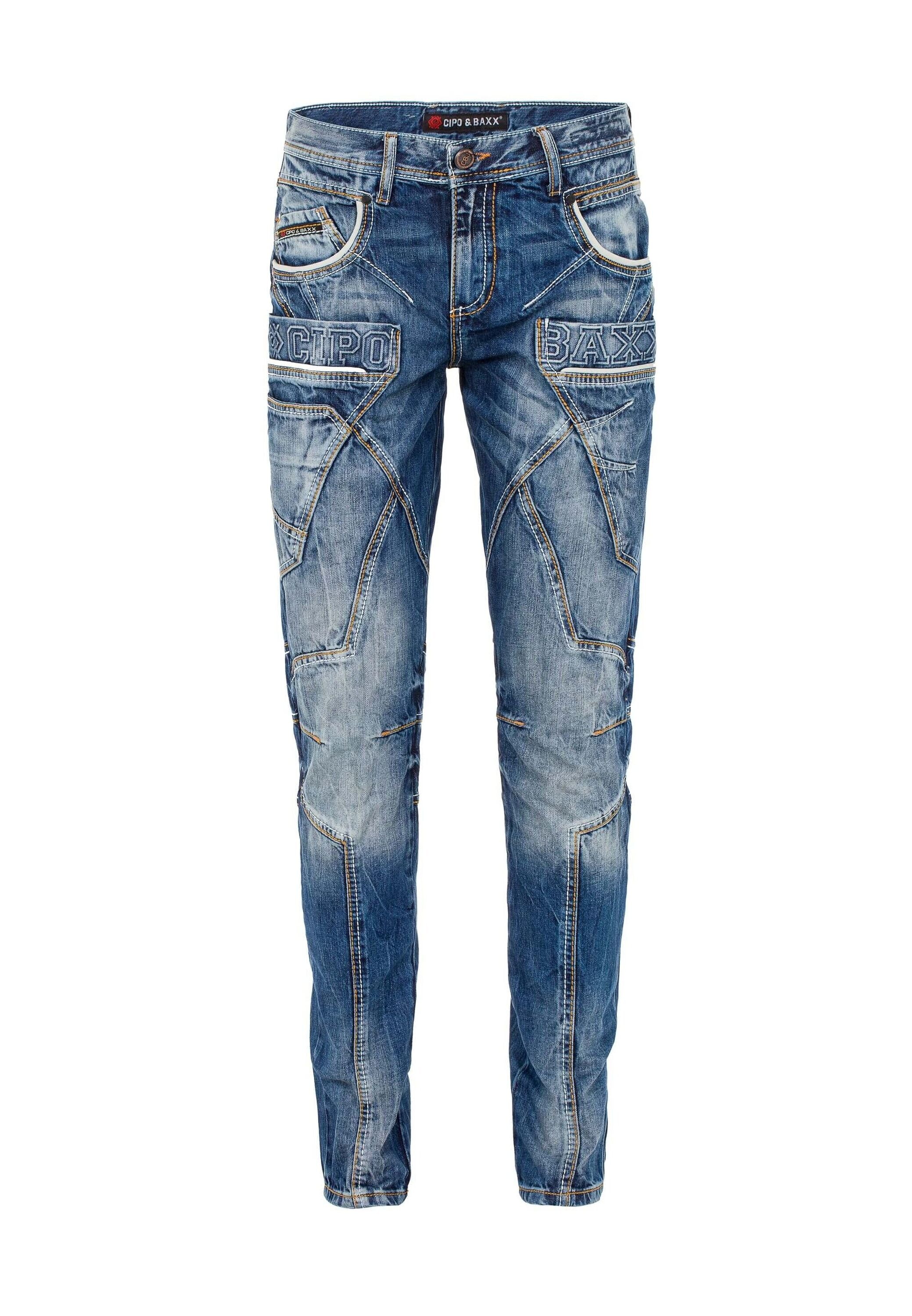 Cipo & Baxx Tapered-fit-Jeans »Jeans«, mit Kontrastnähten und Seitentaschen, CD-391