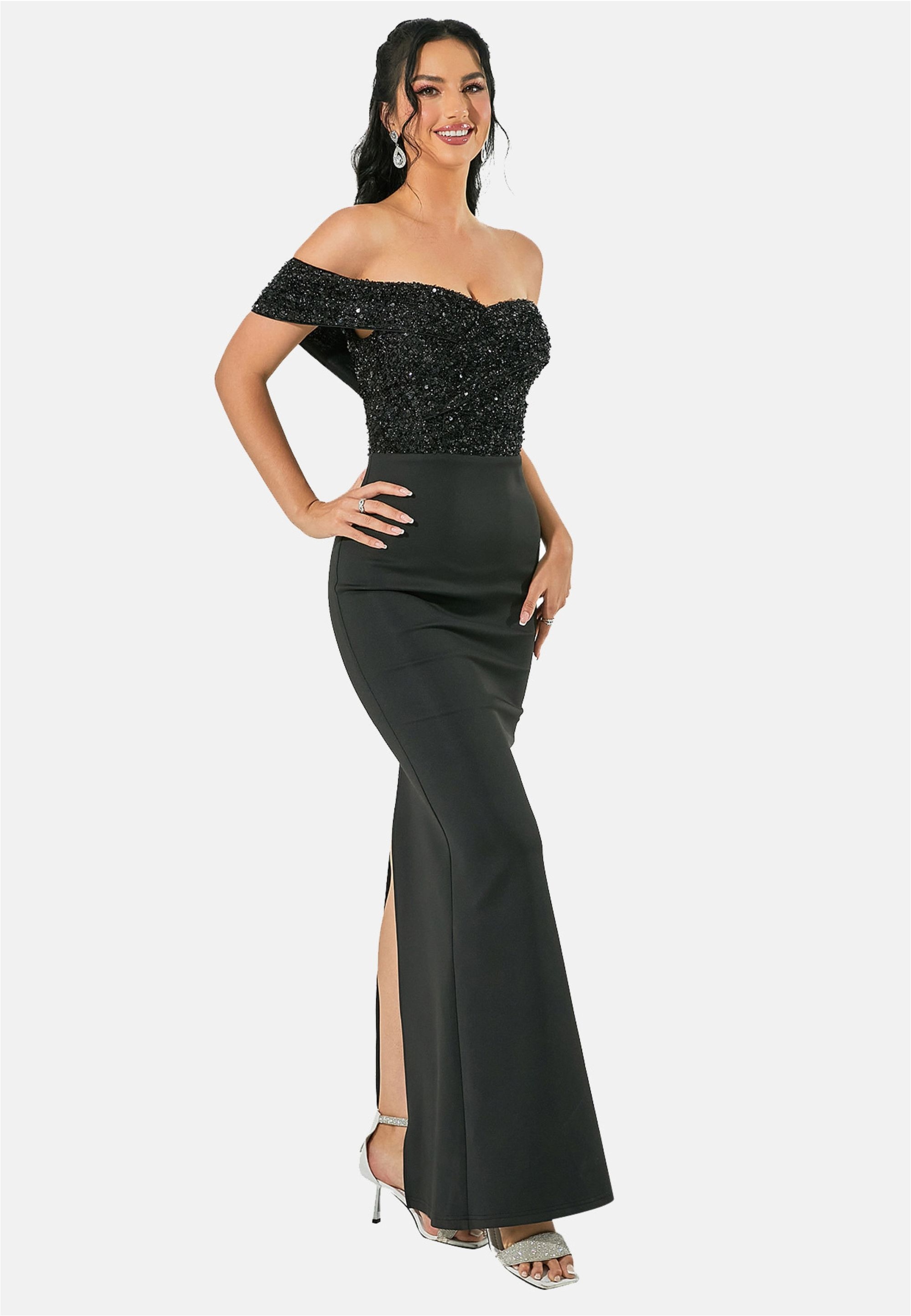 Moda Minx Jerseykleid, im schulterfreien Design