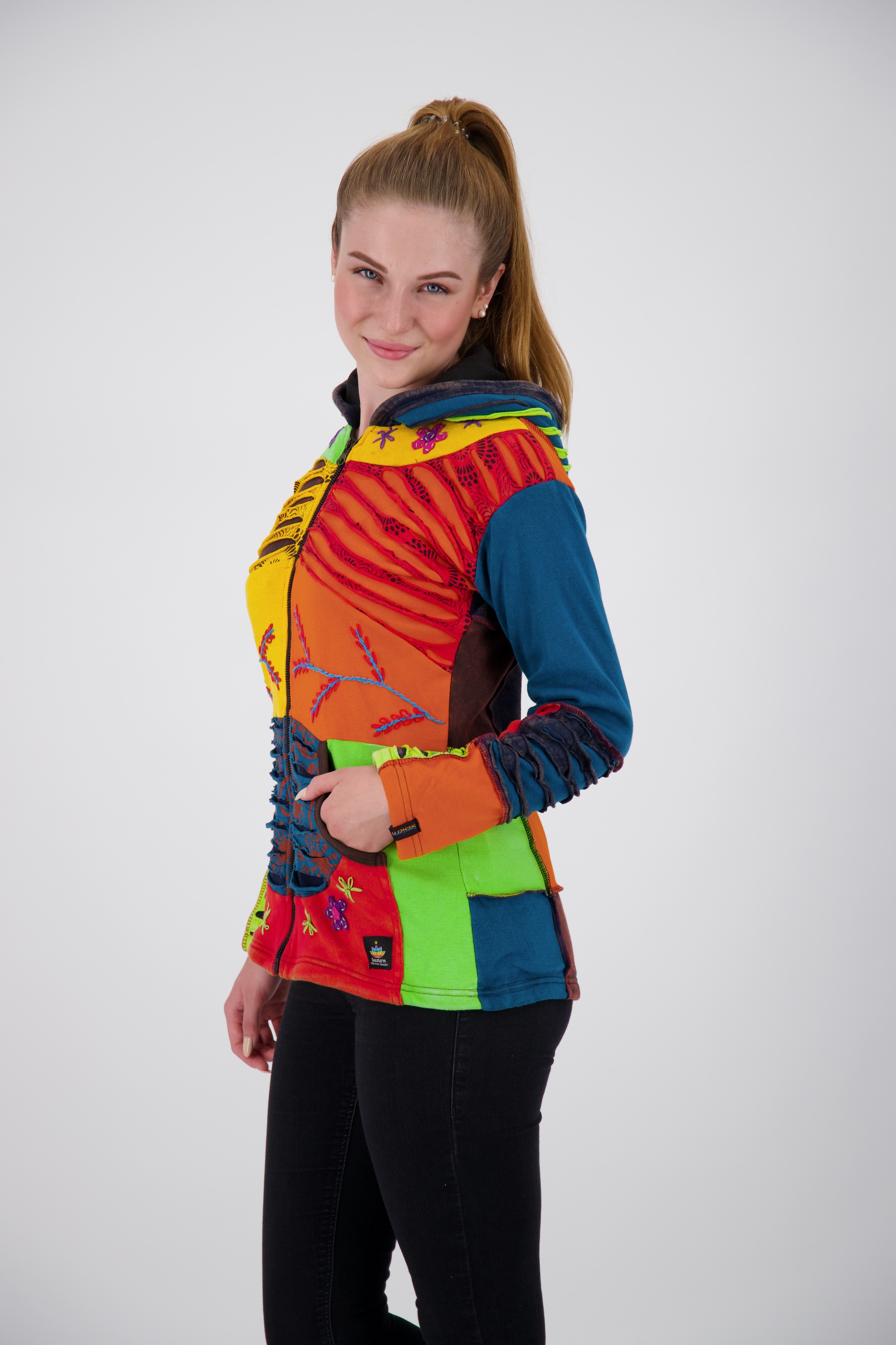 ankerglut Fleecejacke "Patchwork Multicolor NUNAVUT II NEW FLOWER POWER" günstig online kaufen