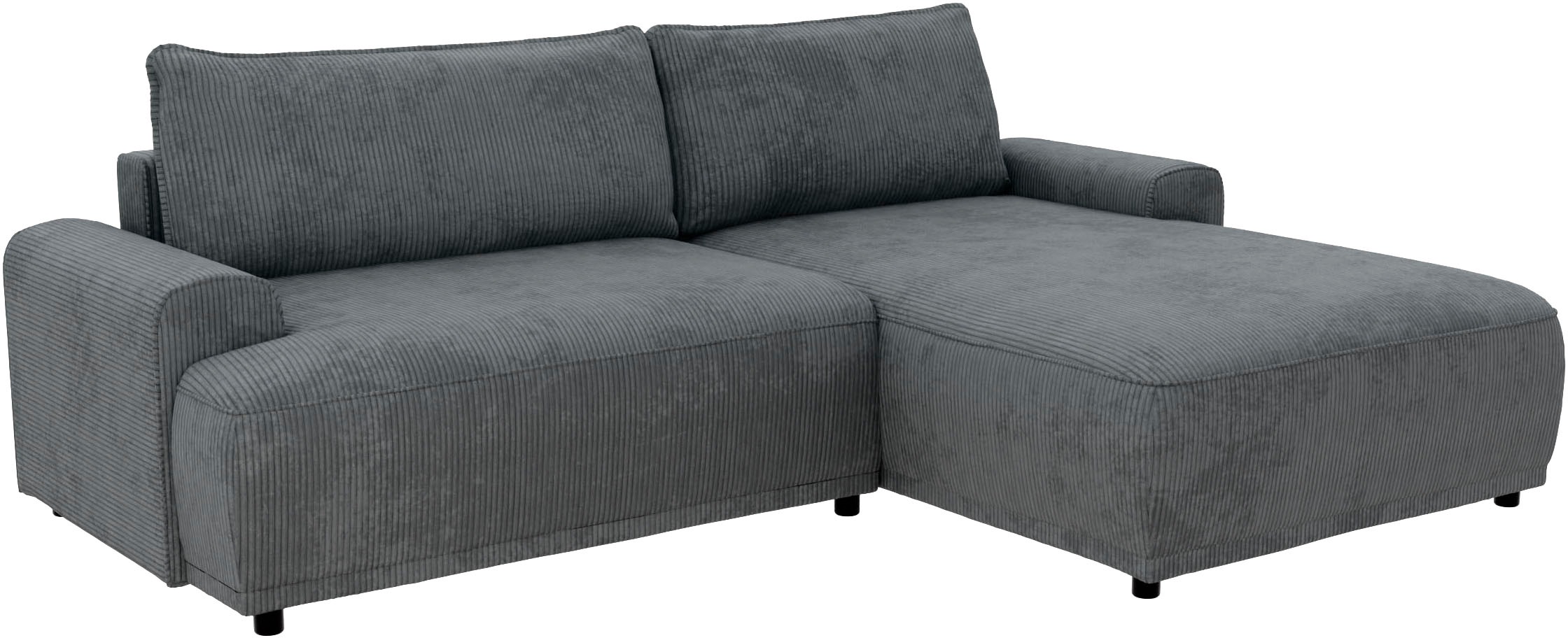 TRENDMANUFAKTUR Ecksofa »Fordon, Schlafsofa mit Bettkasten, Couch in L-Form, Breite 250 cm«, in Cordstoff HYPER, dunkelgrau, Recamiere rechts