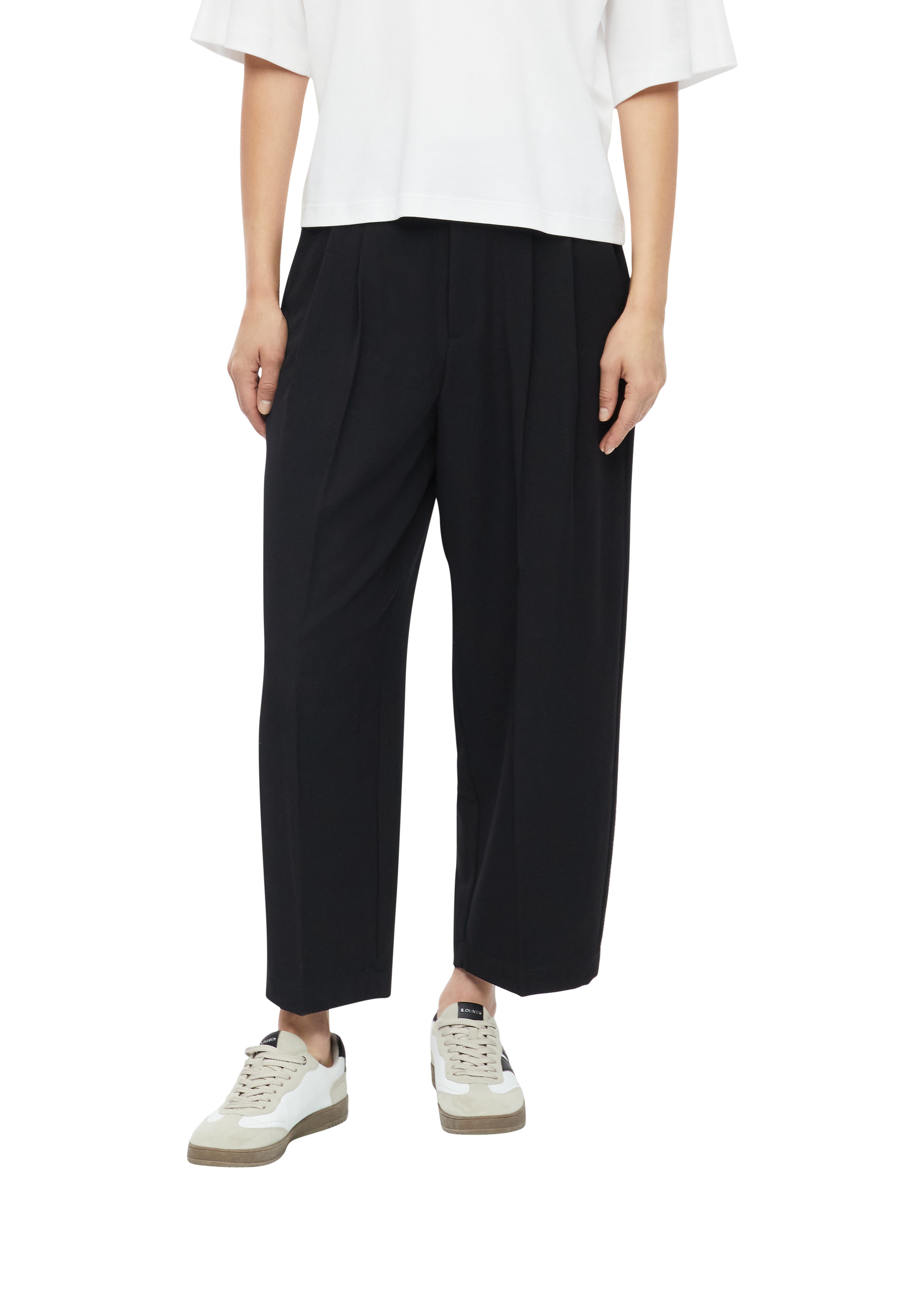 s.Oliver Bundfaltenhose Hohe Leibhöhe, Barrel Beinform, knöchellang