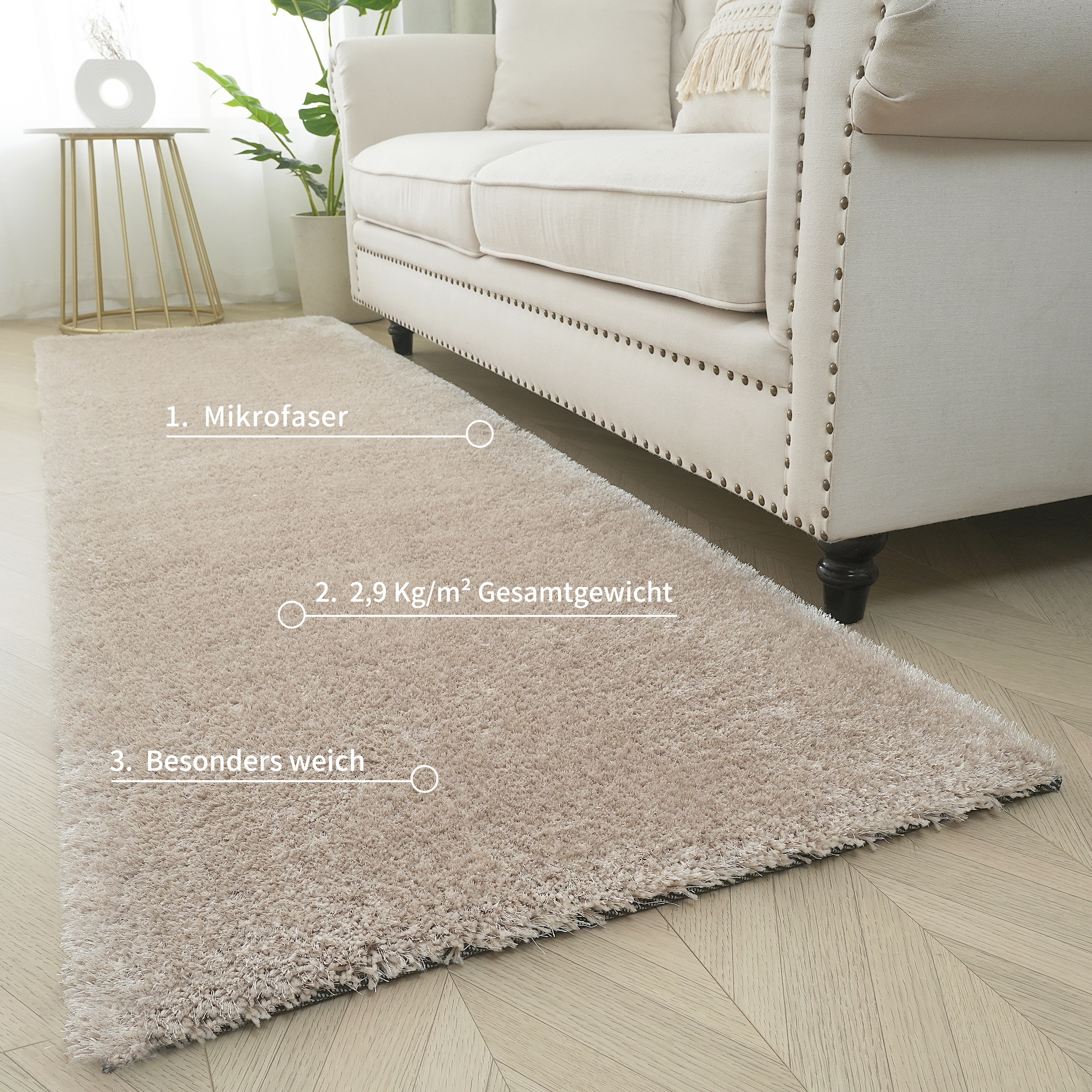 Bruno Banani Hochflor-Läufer »Dana Teppich, Kundenliebling«, rechteckig, 30 mm Höhe, Brücke, uni, weich, Mikrofaser, Diele, Flur, Wohnzimmer, Schlafzimmer