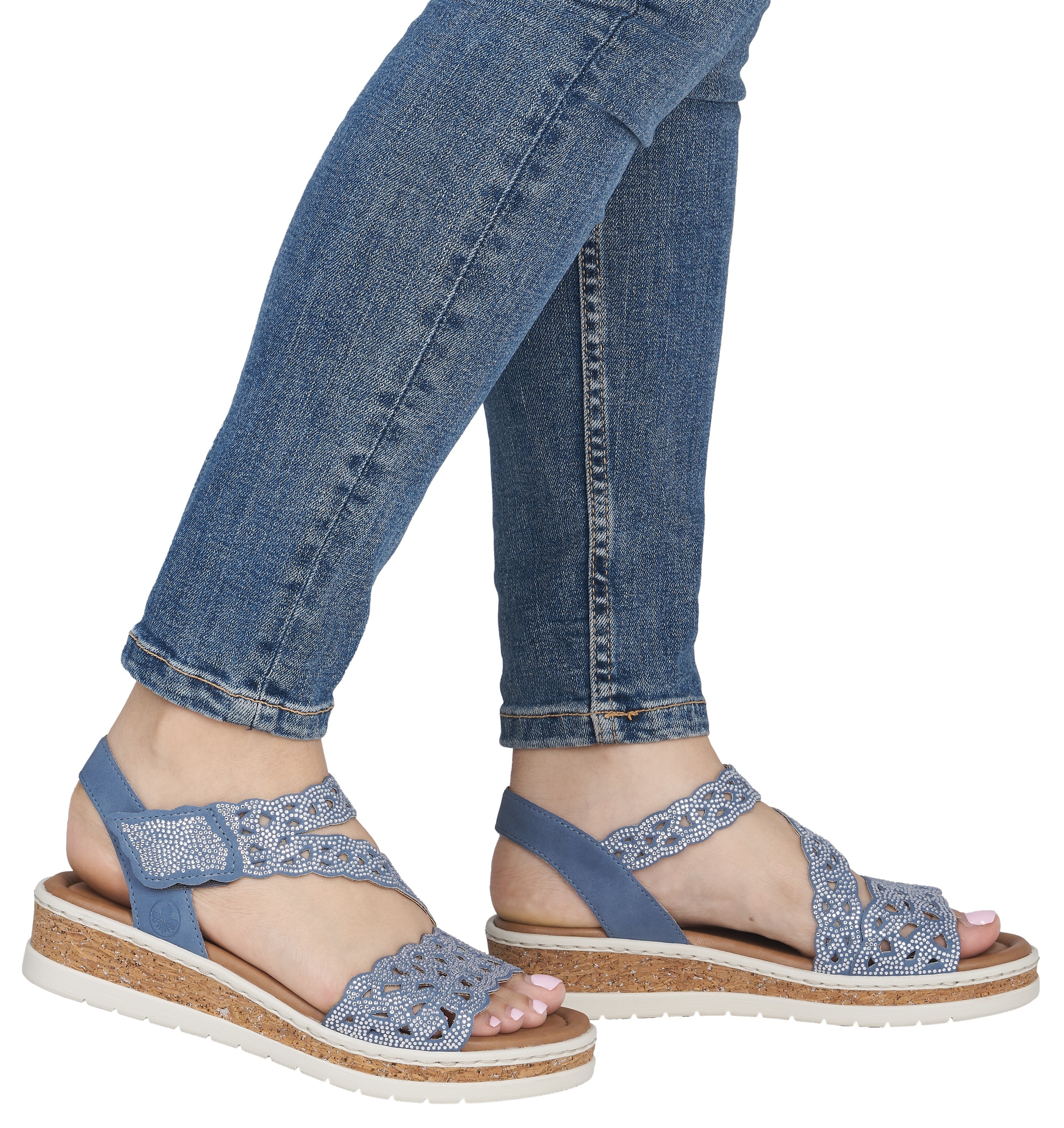 Rieker Keilsandalette  Keilsandalette, Sommerschuh, Urlaubsschuh mit Glitzersteine