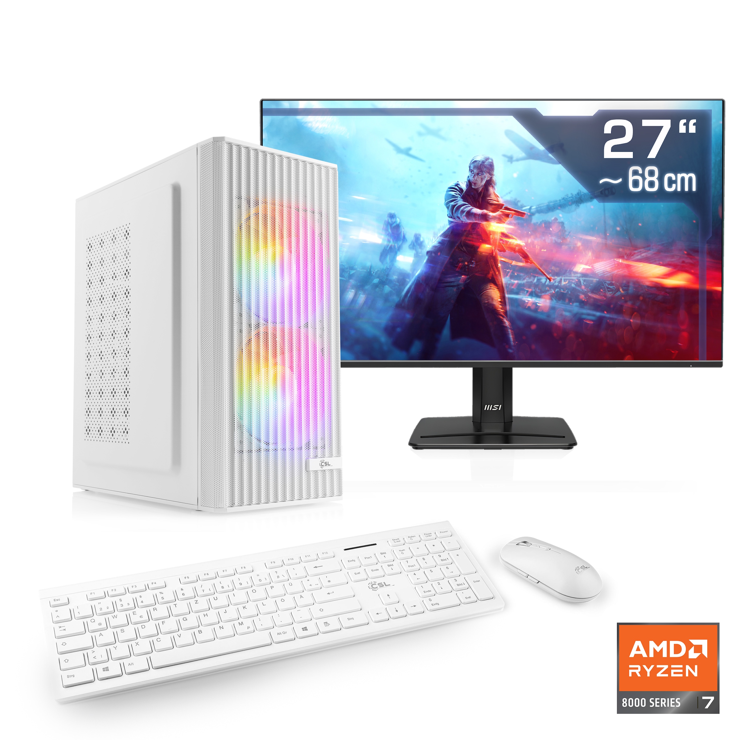 CSL PC-Komplettsystem »Spectrum V25286W« 27 ″ AMD Ryzen 7 GeForce RTX 5060 32 GB RAM 1.000 GB SSD