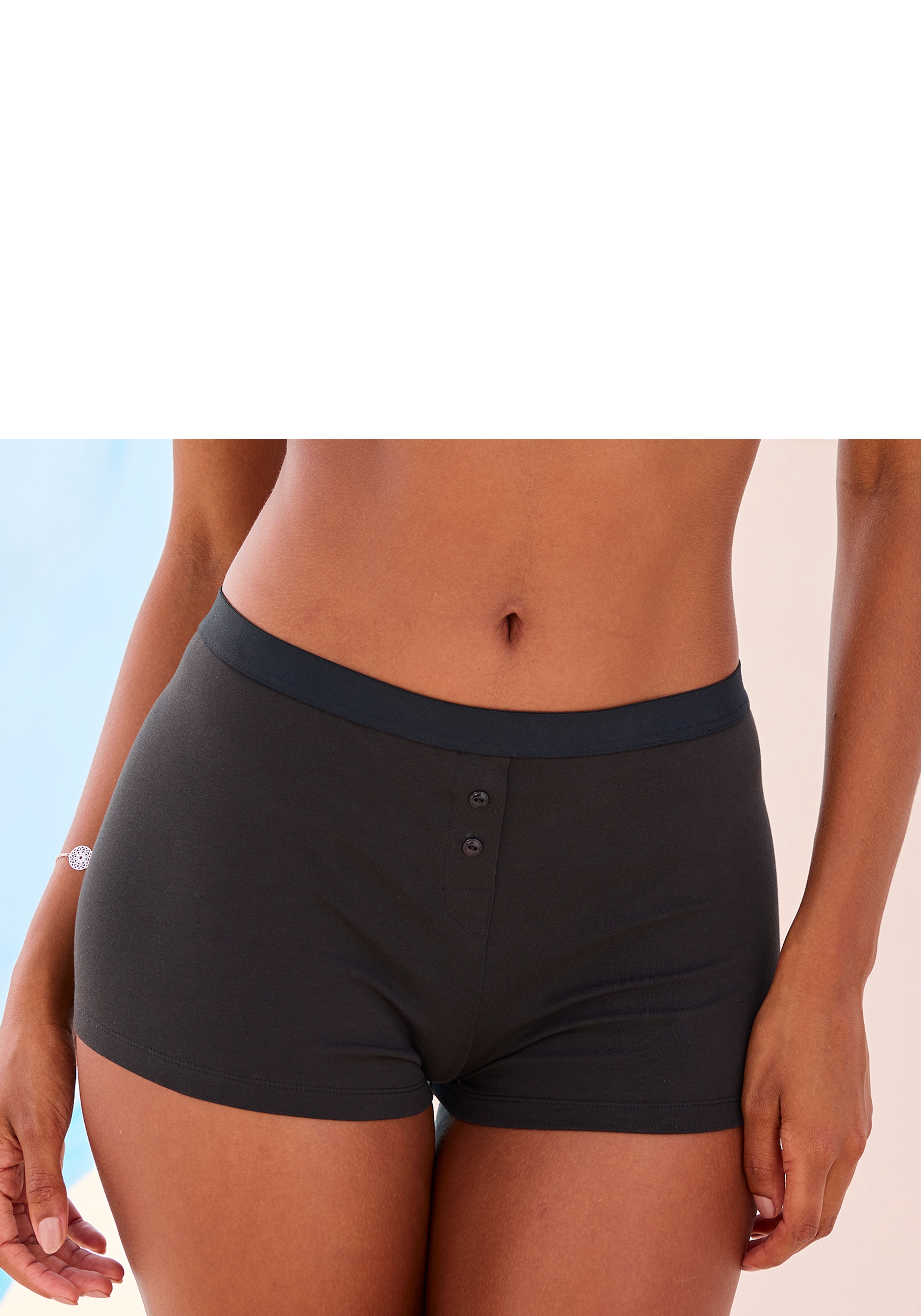 Vivance Boxershorts mit kurzem Bein & 2 aufgesetzten Zierknöpfe