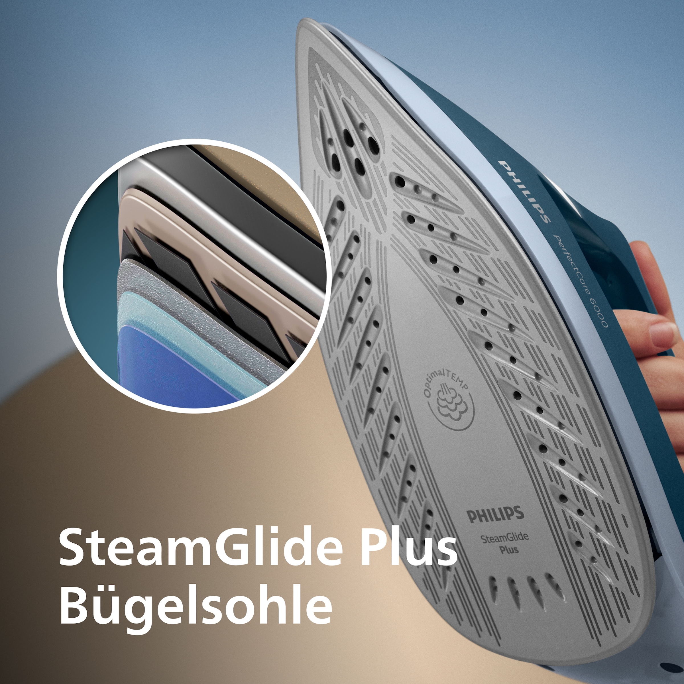 Philips Dampfbügelstation »PerfectCare 6000 Series PSG6023/20, Dunkelblau« 1.800 ml Wassertank 2.400 Watt, OptimalTemp & SteamGlide Plus Bügelsohle, 500gr Dampfstoß