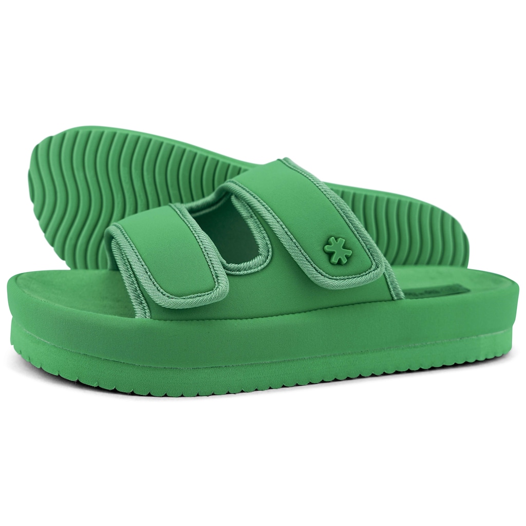 Flip Flop Pantolette »velcro*flower«, Plateau, Sommerschuh, Schlappen mit Plateausohle