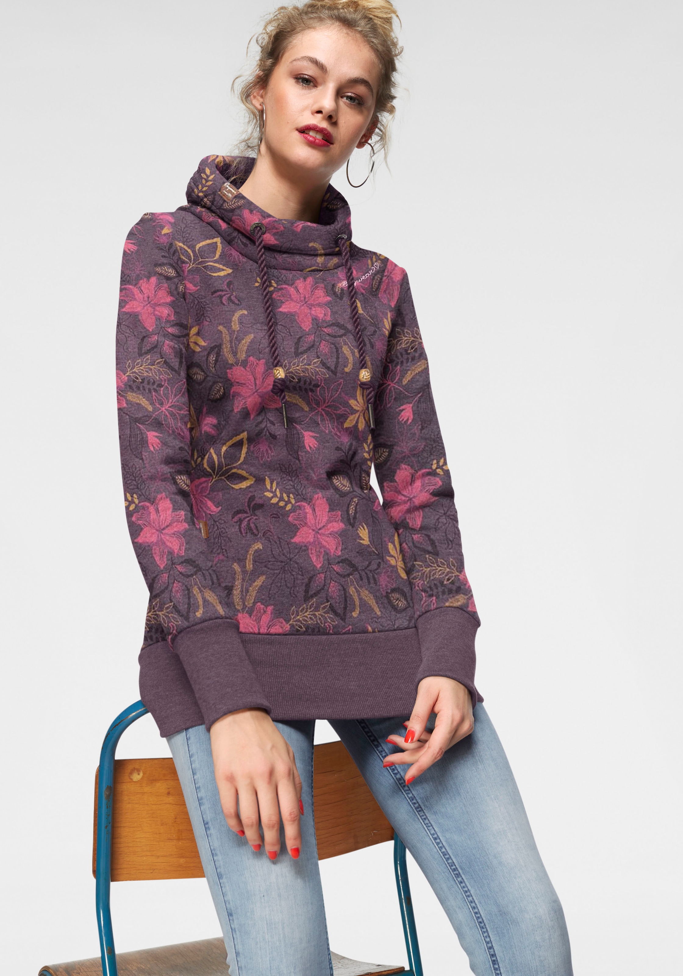 Ragwear Sweatshirt »NESKA O«, Kapuzen-Sweater mit asymetrischem Schalkragen