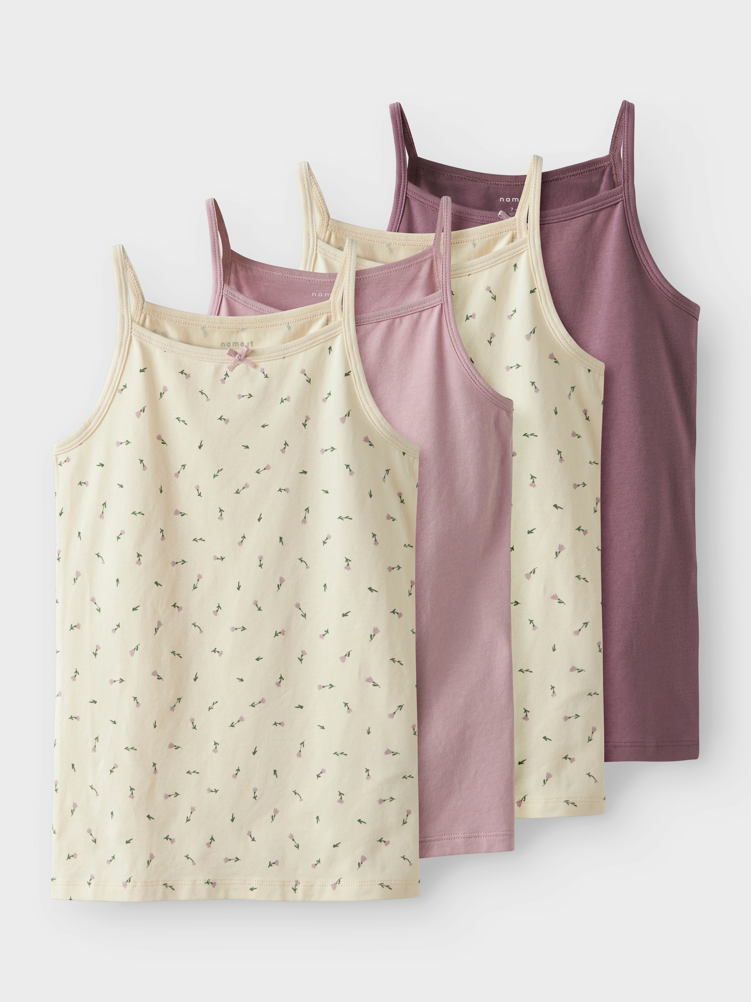 NAME IT Mädchen Unterhemd "NKFSTRAP für Mädchen mit Stretchkomfort im 4er-Pack", Gr. 98, beige, Jersey, Obermaterial: 95% Baumwolle, 5% Elasthan,