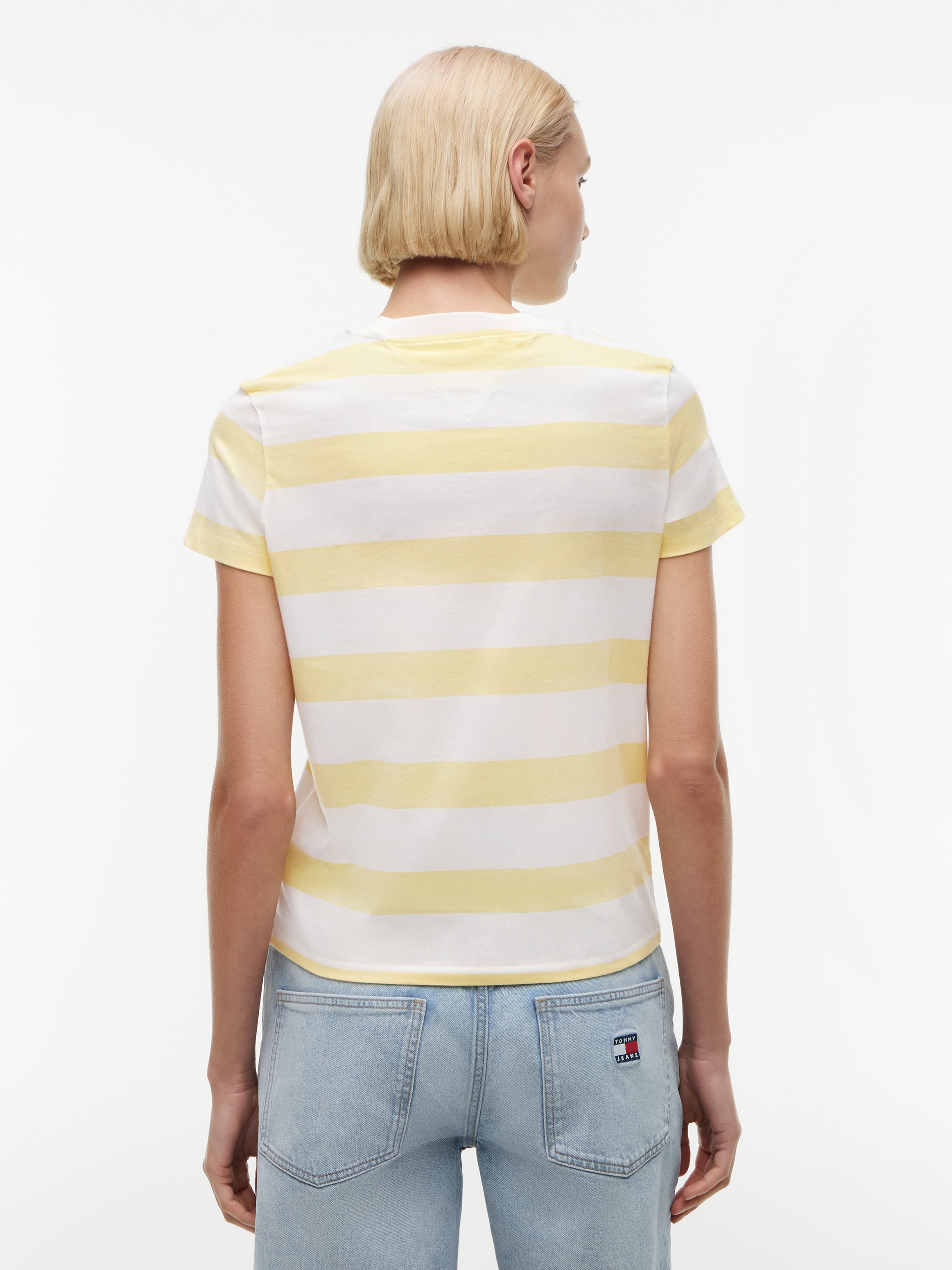 Tommy Jeans Kurzarmshirt »TJW REG S FLAG JERSEY SS TEE EXT« Baumwolle, regular fit, Kurzarm, Blockstreifen