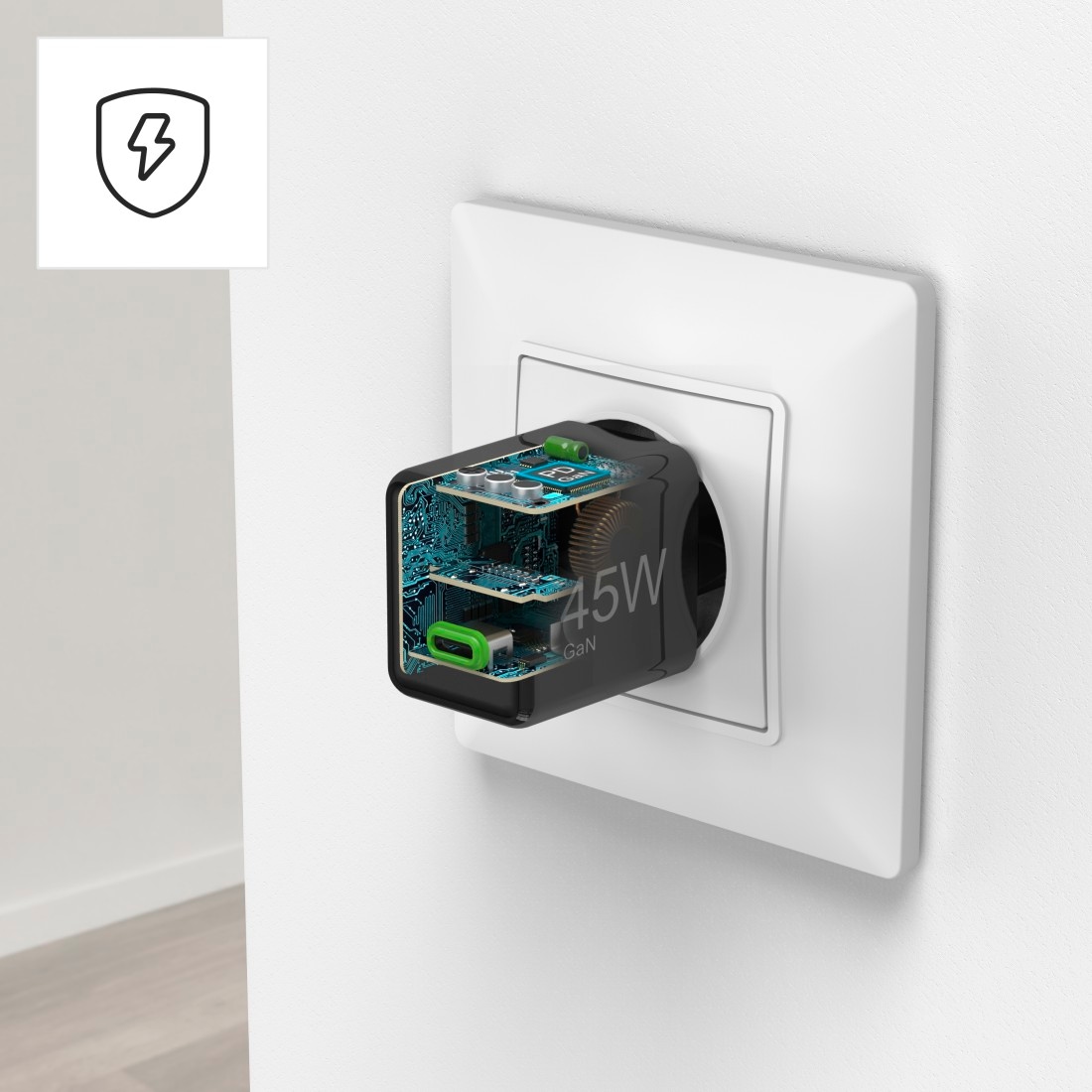 Hama Schnelllade-Gerät »Schnellladegerät (USB-C, PD/QC, extraklein 3,8 x 3,0 x 3,6 cm, 45 W)«, (1 St.)