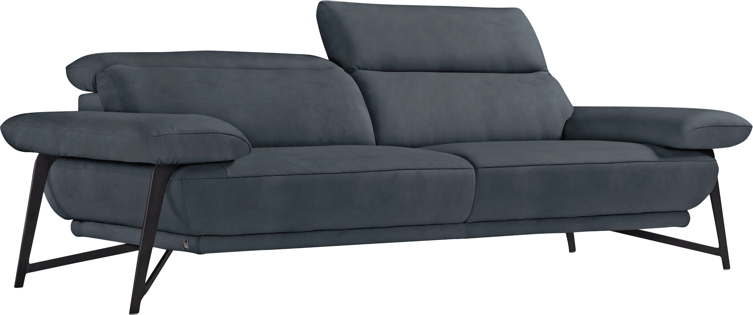 Egoitaliano 2,5-Sitzer »Anais, Designsofa mit erstklassigem Sitzkomfort, Fußfarbe schattengrau«, Kopfteil verstellbar, 232 cm, Luxus-Microfaser, dunkelgrau