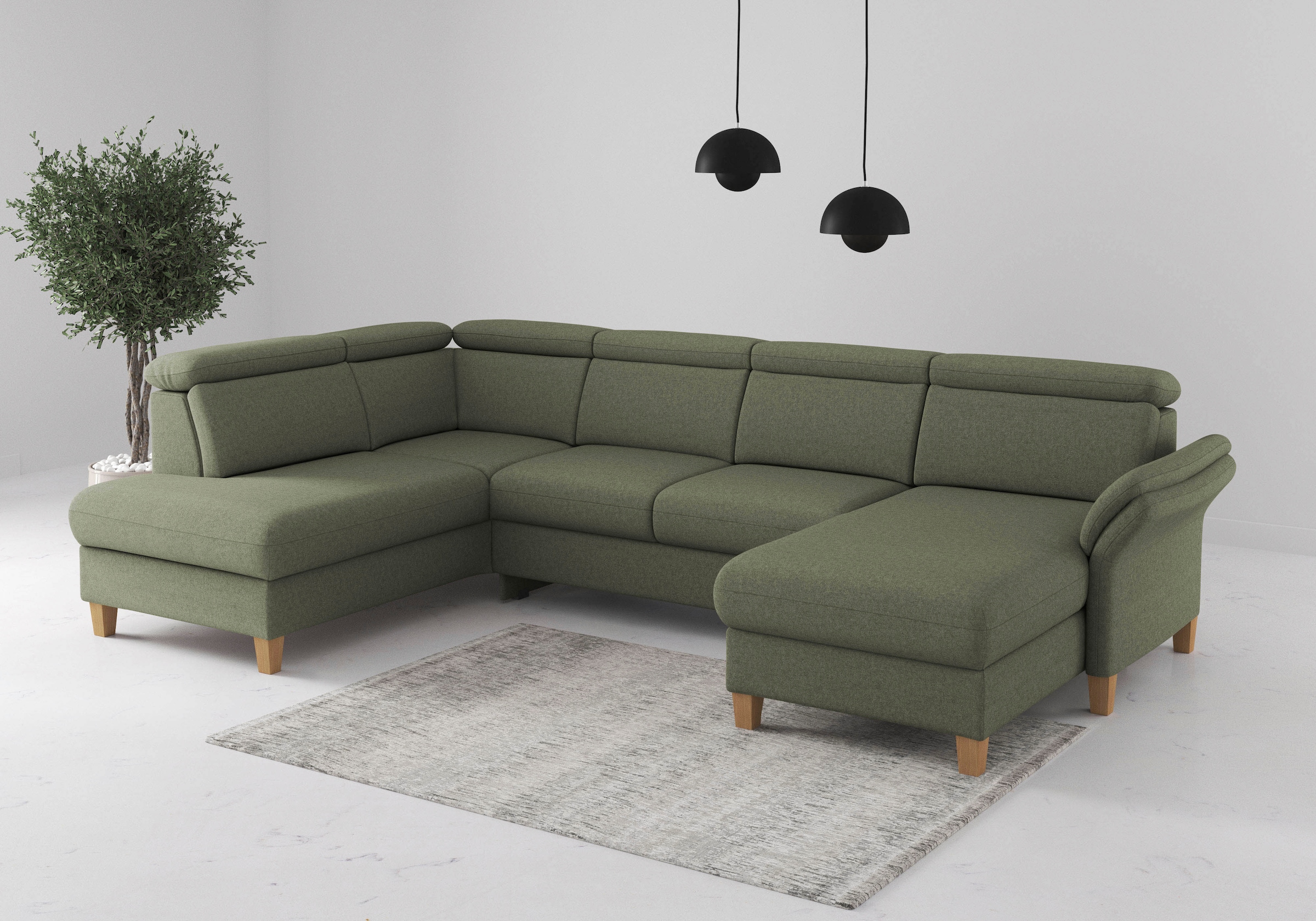 Home affaire Wohnlandschaft "Glendale, U-Form" inkl. Kopfteilverstellung, w günstig online kaufen