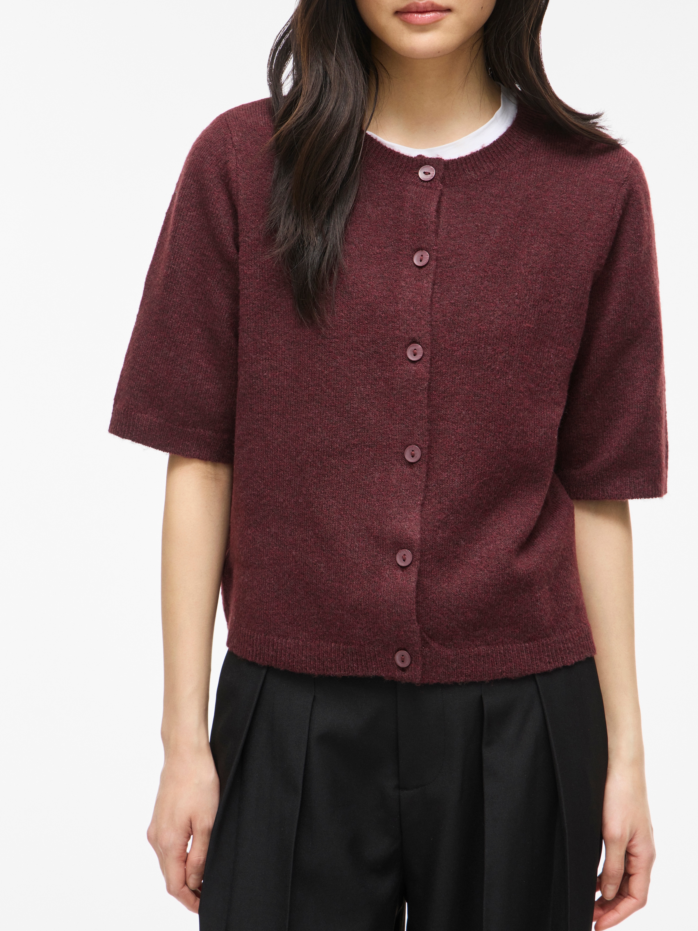 Vila Strickjacke "Viliga 2/4 O-Neck Knit Cardigan - Noos" Materialmix, Regular Fit