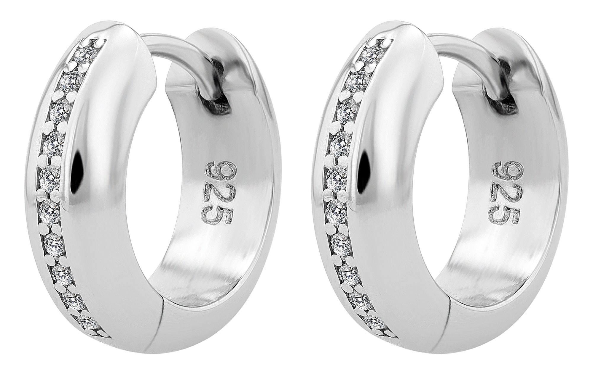 Adelia´s Klappcreolen »Damen Ohrringe – Klappcreole aus 925 Silber mit Zirkonia« Perfekt als Geschenk für besondere Menschen