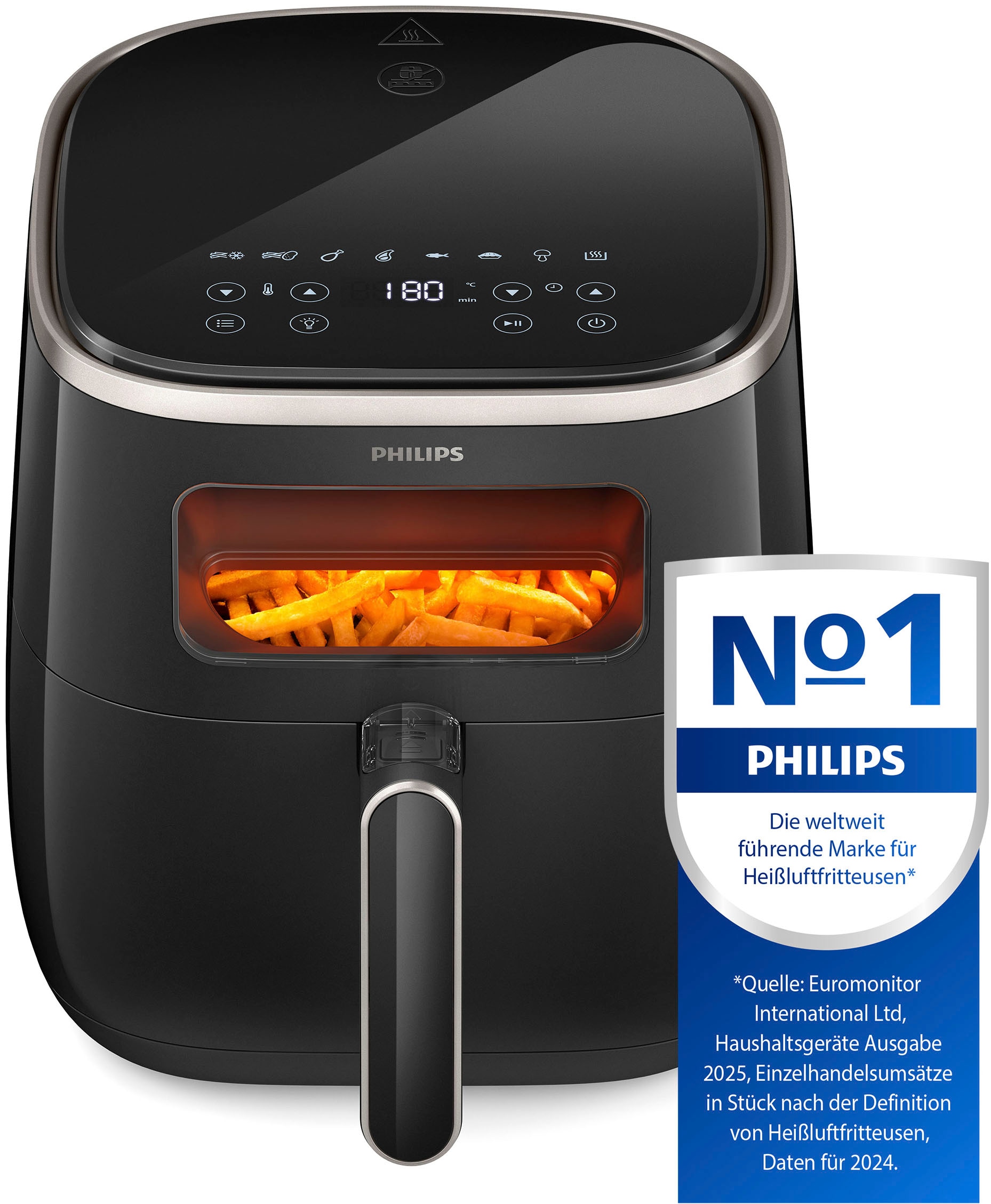 Philips Heißluftfritteuse »Airfryer XL HD9257/88 mit 5,6 l, Sichtfenster«, 1700 W, RapidAir Technologie, Digitalem Display