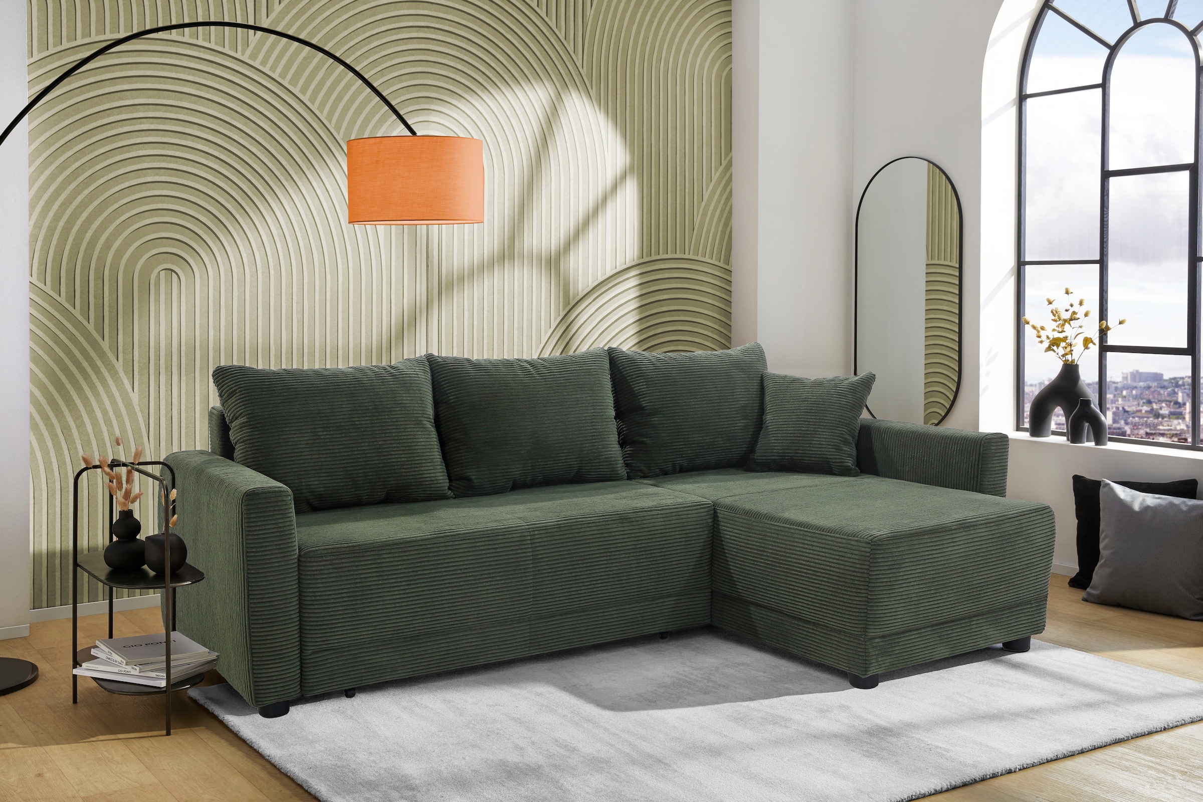 Jockenhöfer Gruppe Ecksofa "Venezia L-Form, B: 234 cm" mit Schlaffunktion, Bettkasten & Zierkissen