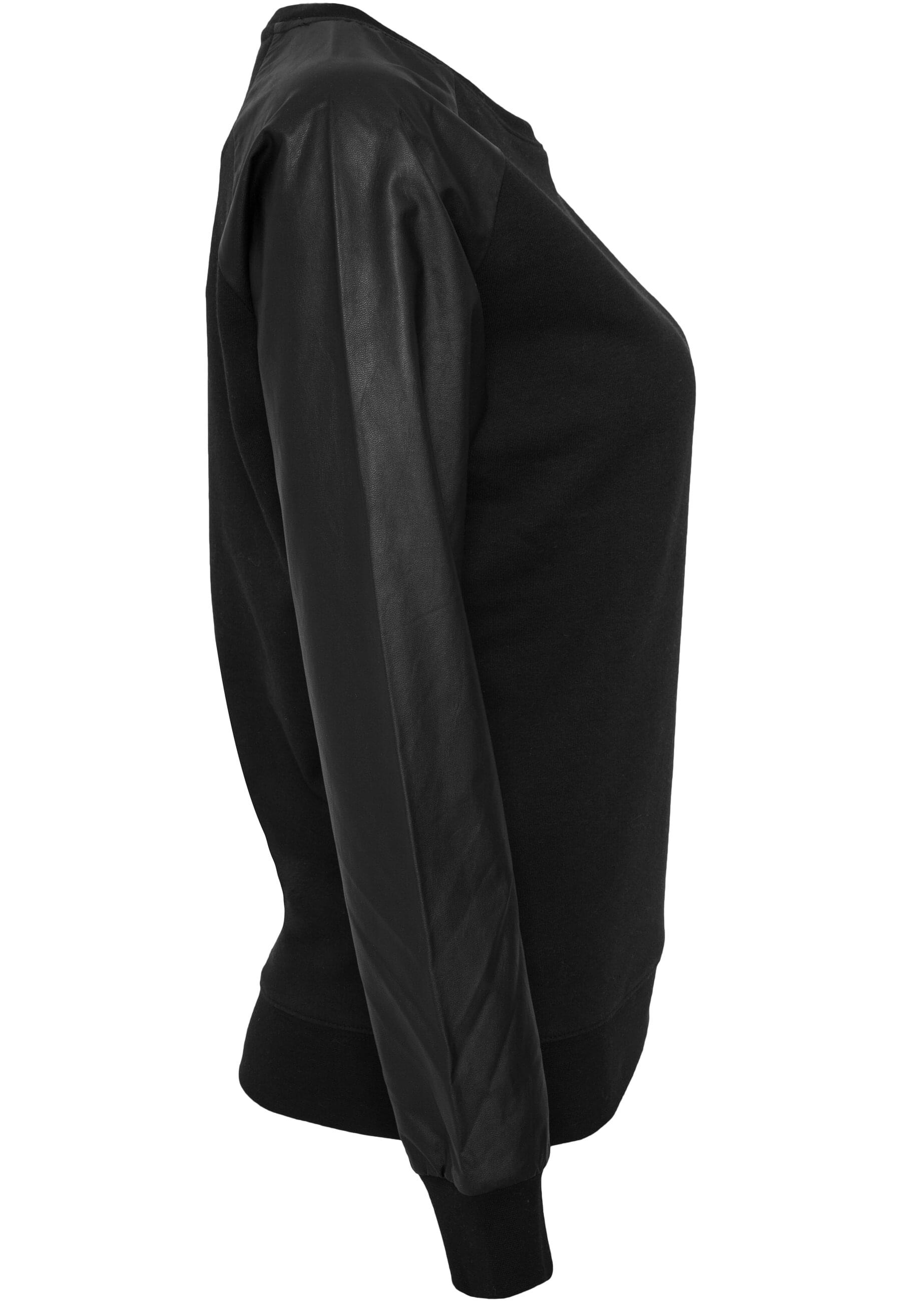 URBAN CLASSICS Sweatshirt »Urban Classics Damen Ladies Synthetic Leather Wideneck Crew«, (1 tlg.)
