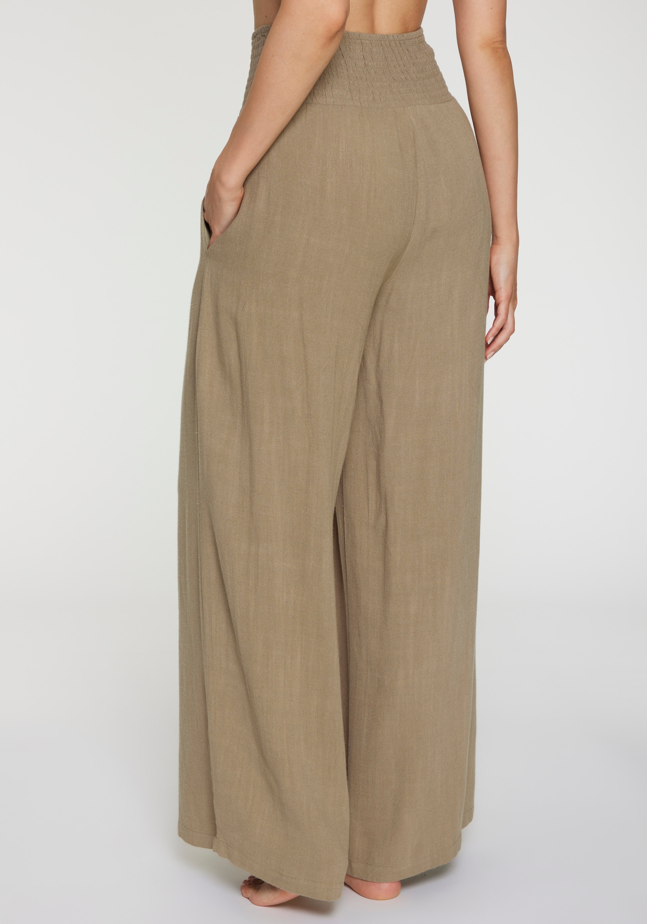 French Connection Leinenhose  mit gerafftem Bund, weite Palazzohose für den Sommer