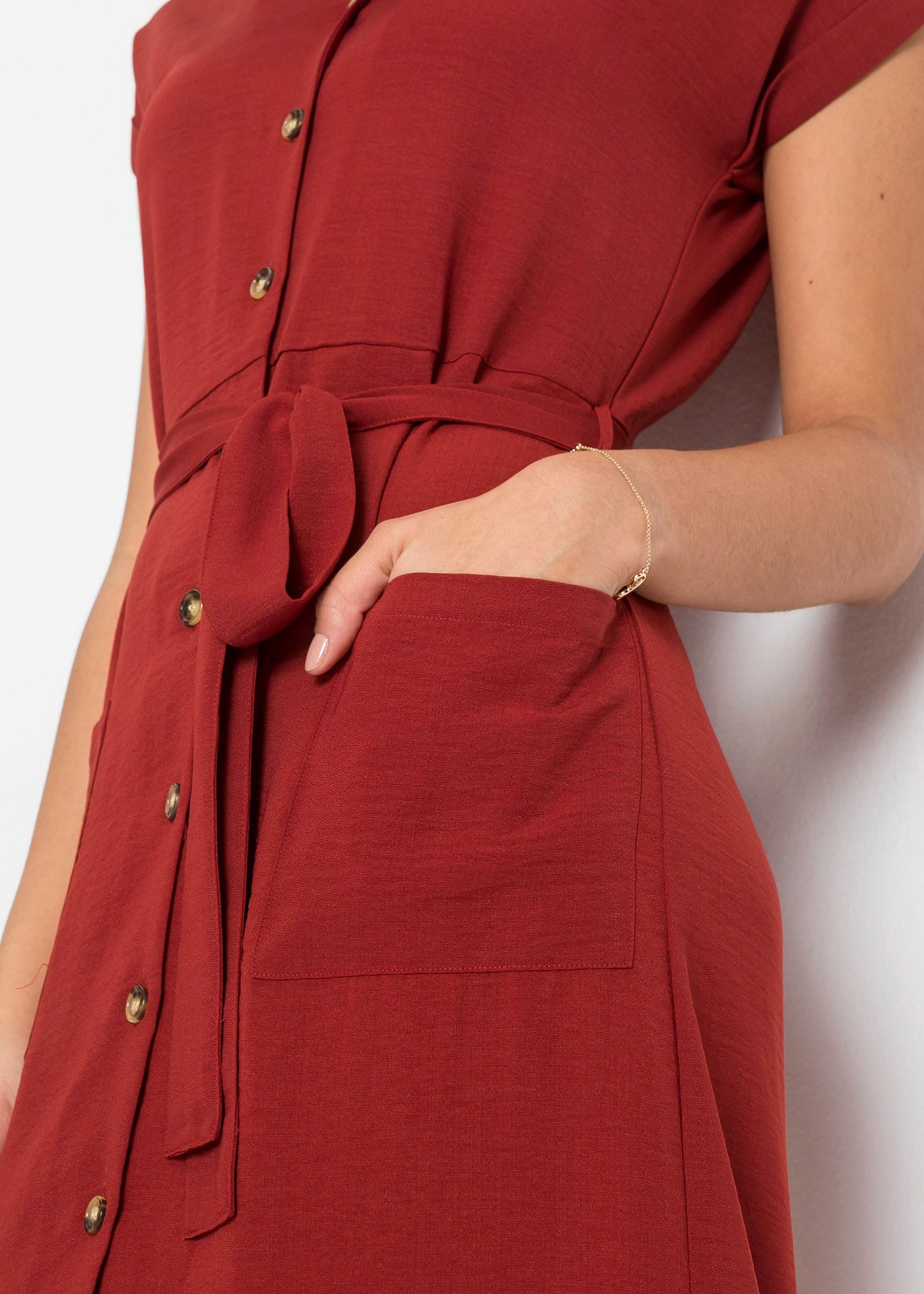 bonprix Blusenkleid eleganter Stil, mit kurzem Arm, mit Reverskragen