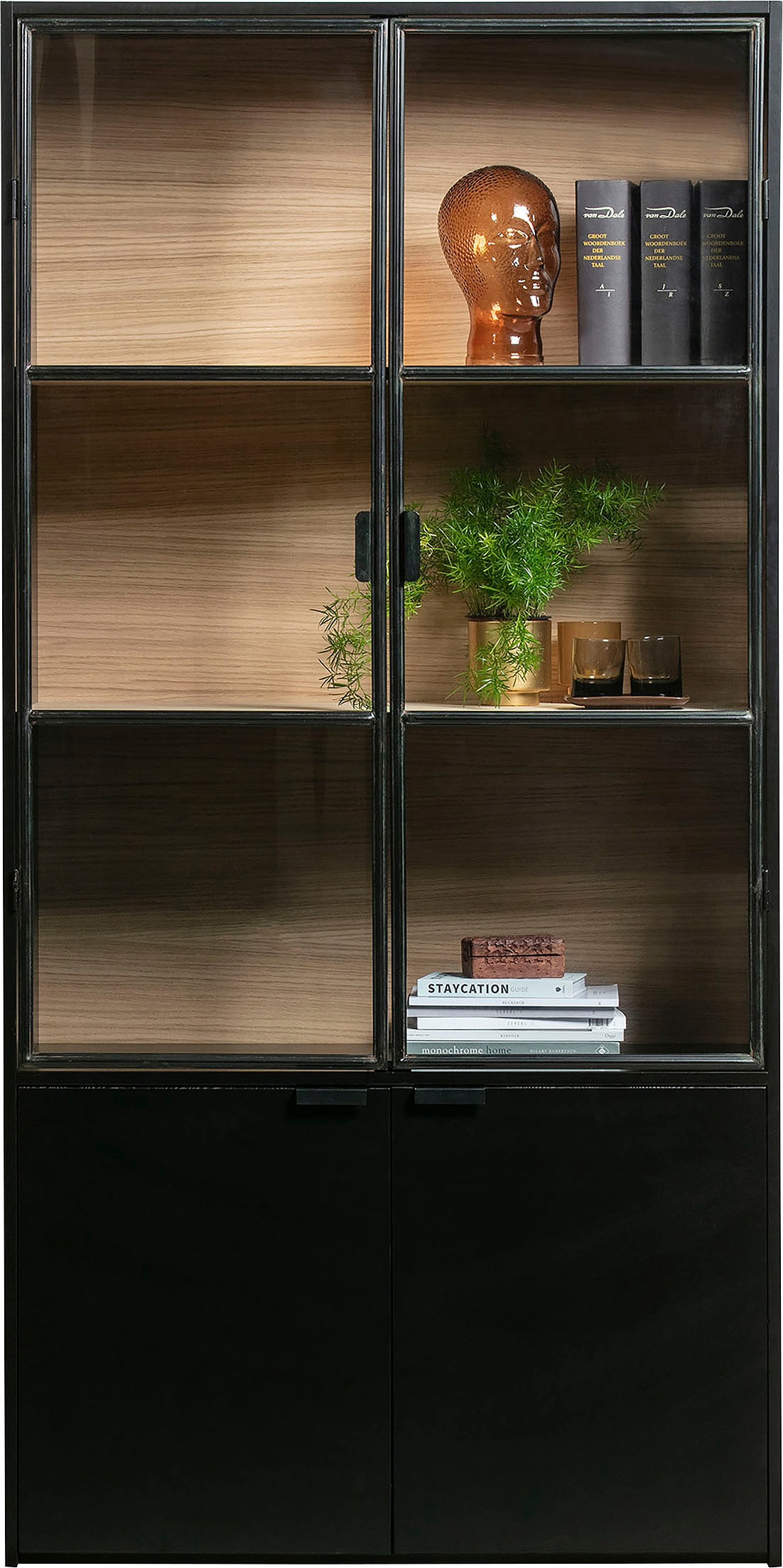 WOOOD Vitrine »Silas«, mit Metalltüren, H 200 cm x B 100 cm