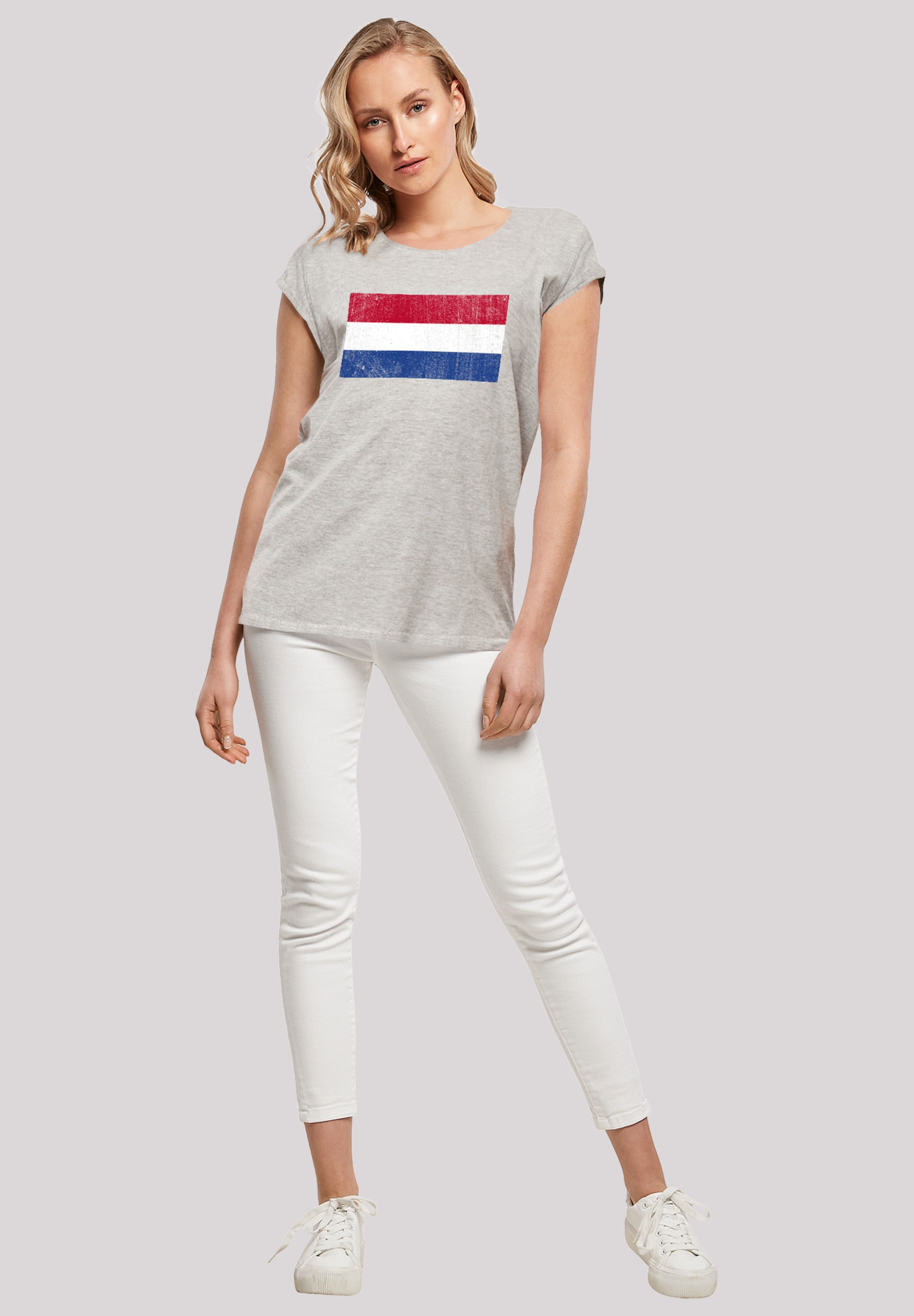 F4NT4STIC T-Shirt »Netherlands NIederlande Holland Flagge distressed«, Print