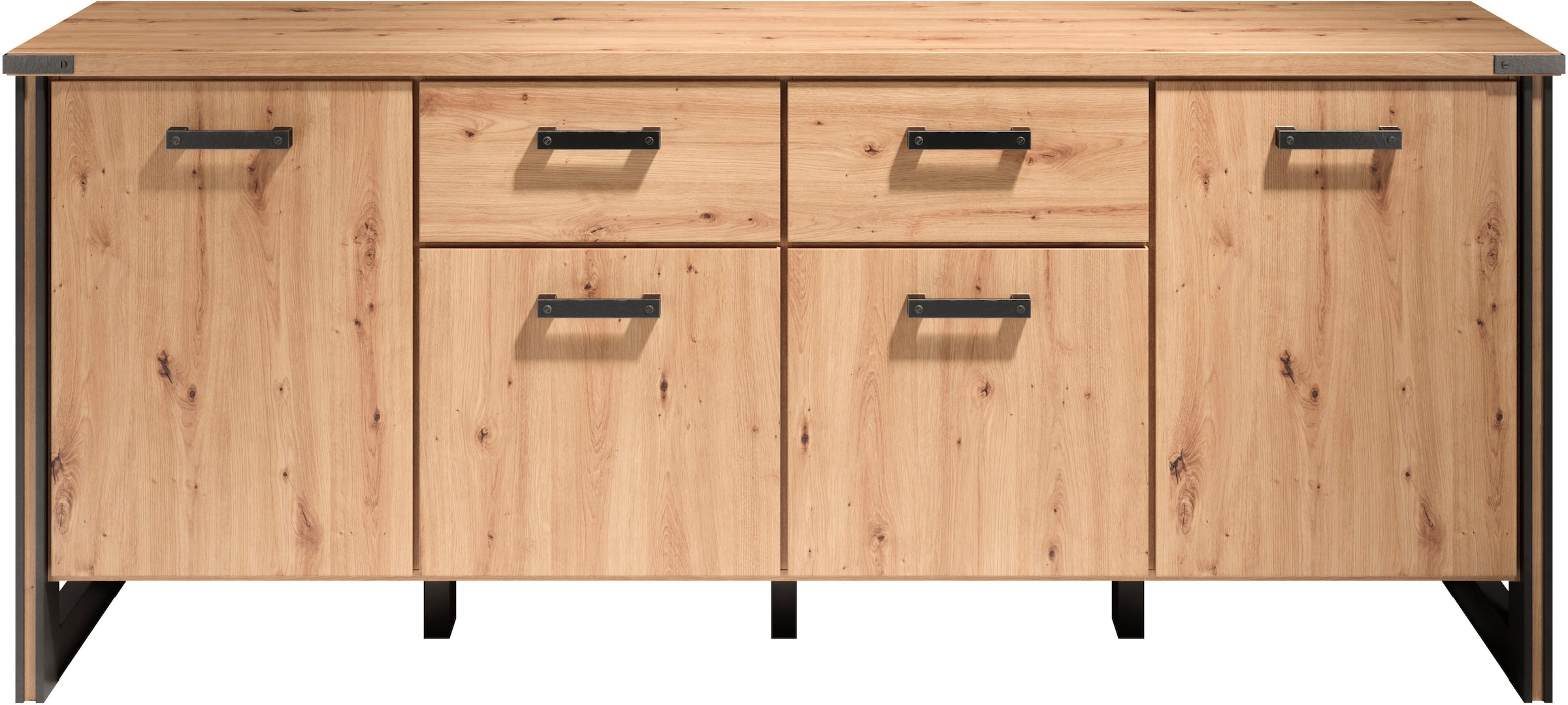 Home affaire Sideboard "Mia" 1 Stk. tlg. Echtholzoptik, Eiche, 207 cm breiter Schrank