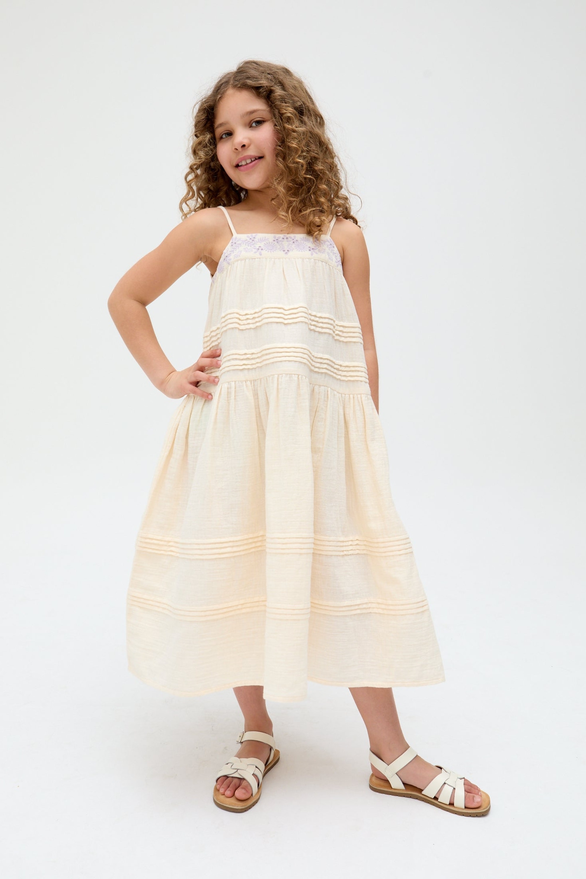 RAFFYA Minikleid »Swish Pin Tuck Embroidered Dress Mädchen«