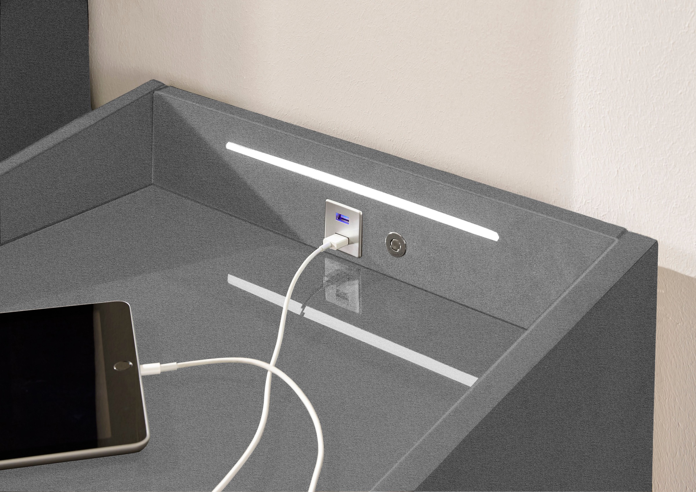 ED EXCITING DESIGN Nachtkonsole »Moon«, mit LED-Beleuchtung und USB-Anschluss & USB-C-Anschluss