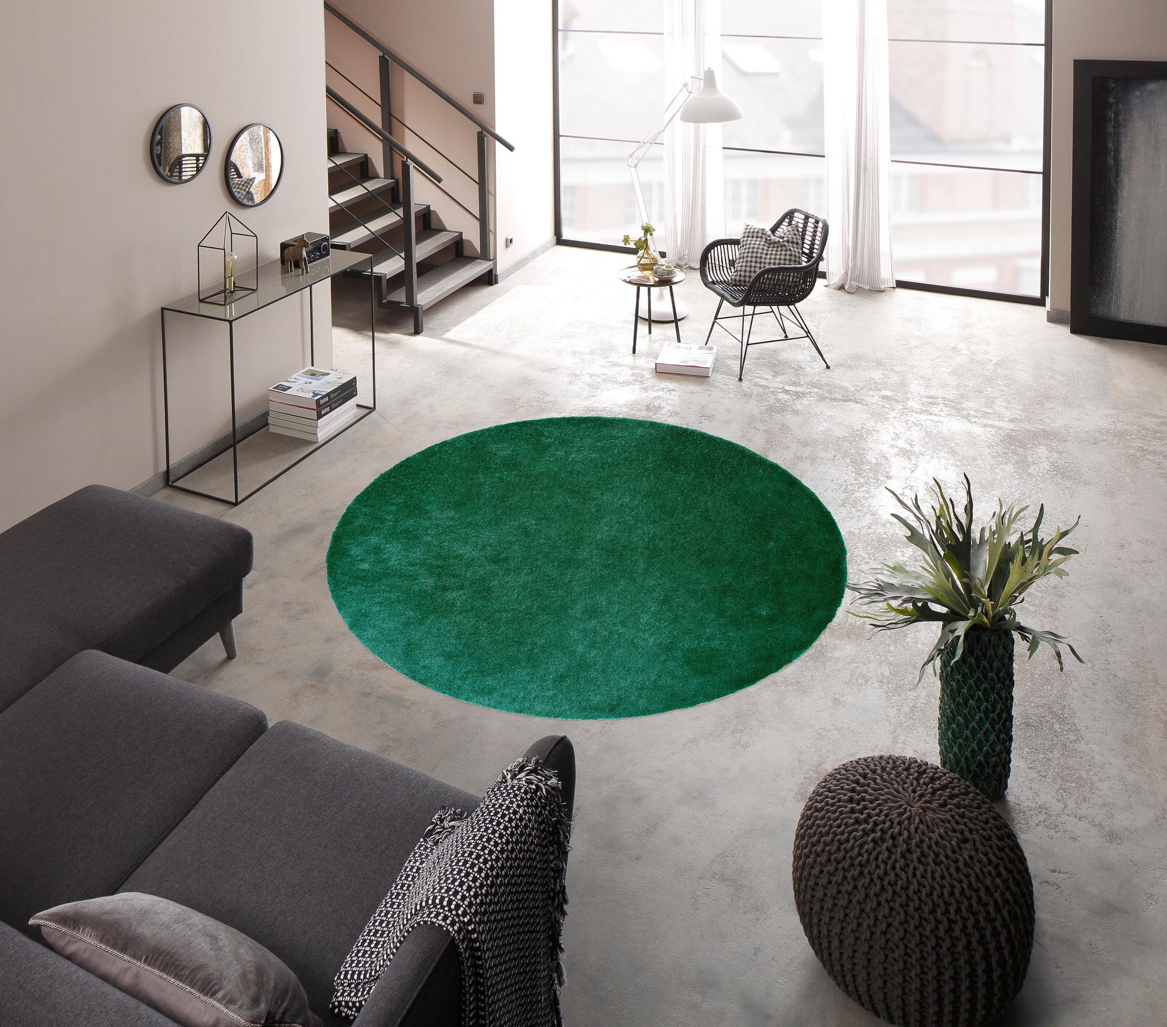 Bruno Banani Hochflor-Teppich »Dana Teppich, Kundenliebling«, rund, 30 mm Höhe, unifarben, Mikrofaser Teppiche, Wohnzimmer, Schlafzimmer, Esszimmer
