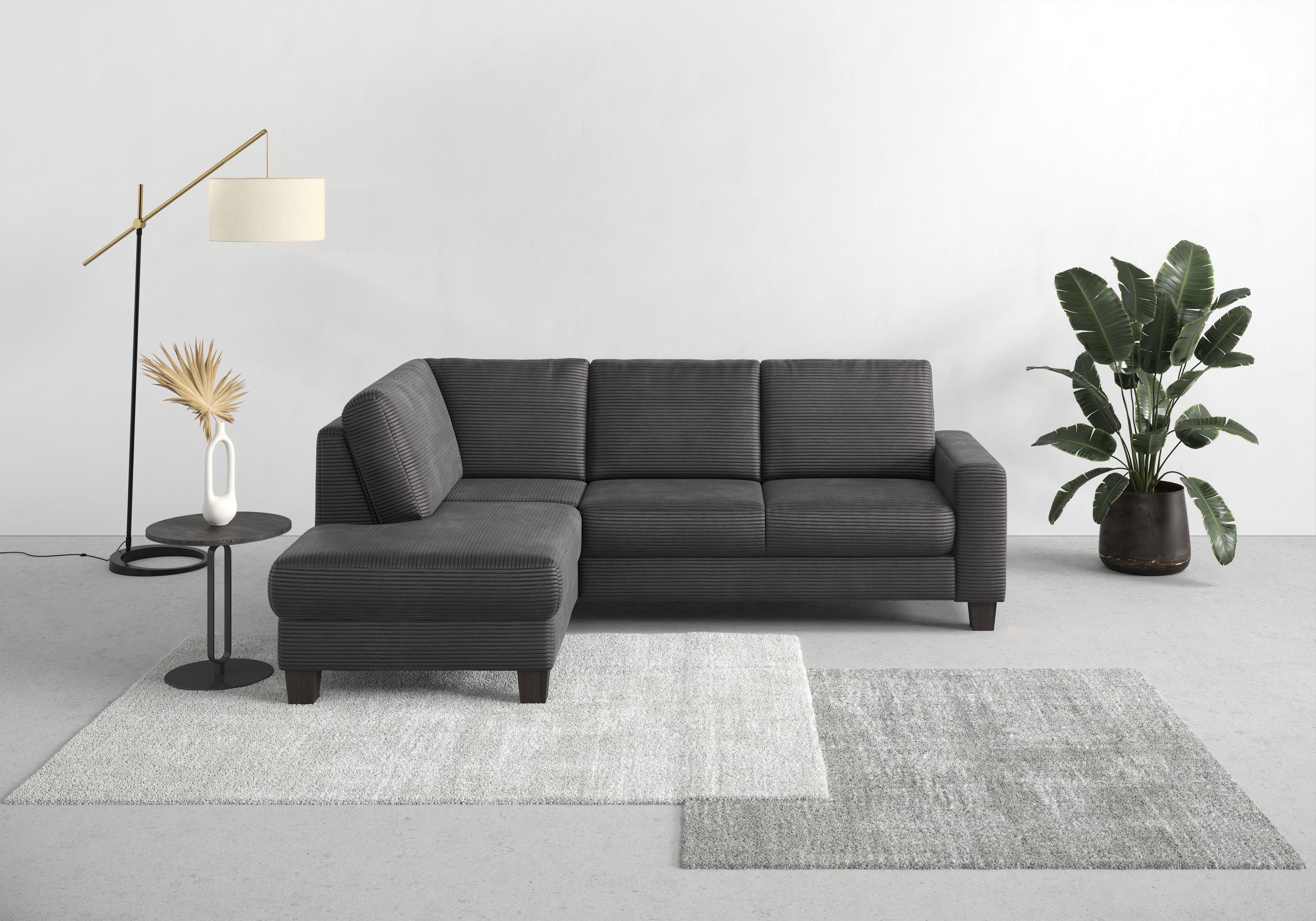 OTTO home Ecksofa "Summer L-Form" mit Ottomane, mit oder ohne Schlaffunktion und Bettkasten, Cord-Bezug