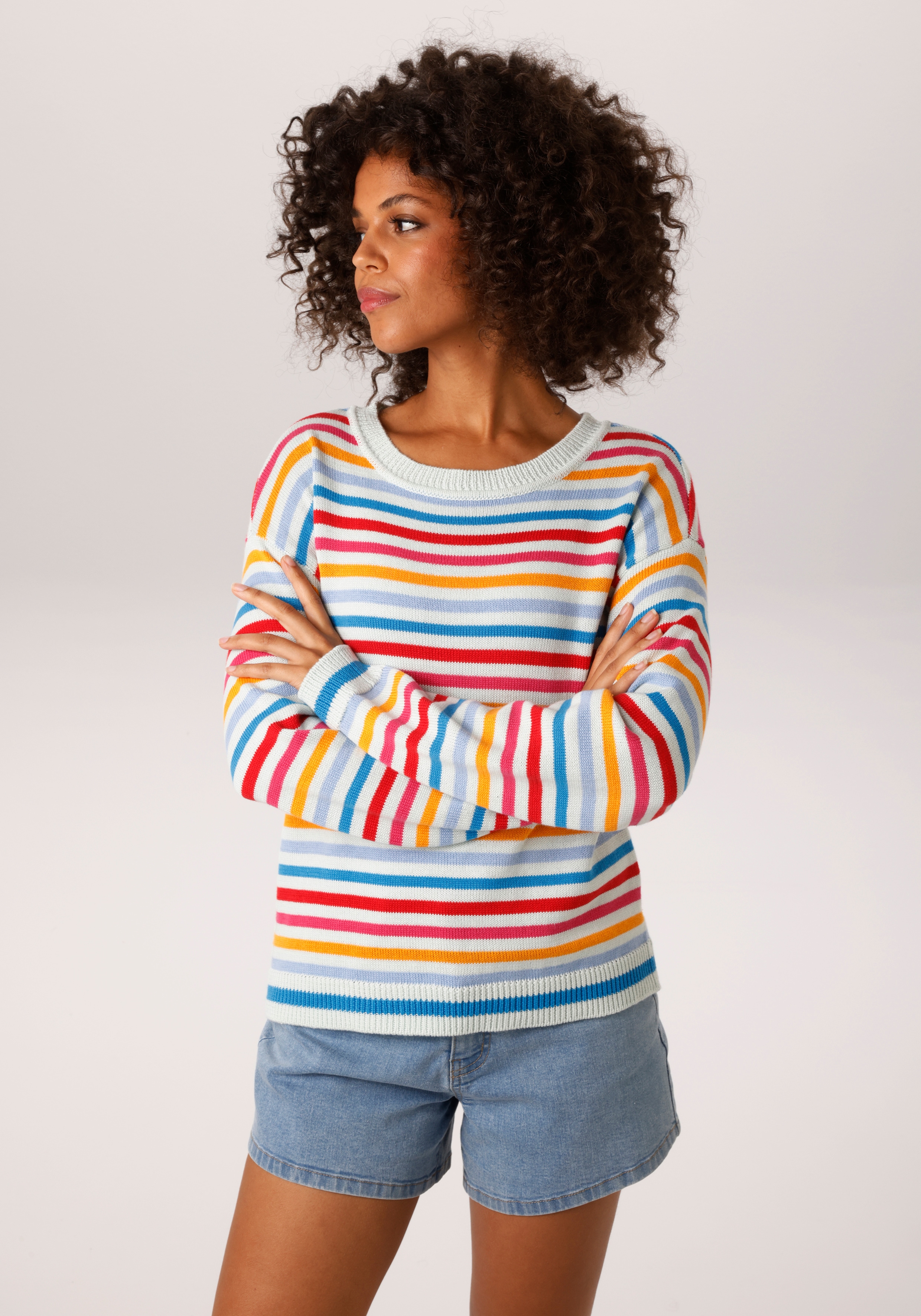 Aniston CASUAL Strickpullover mit farbenfrohen Ringeln