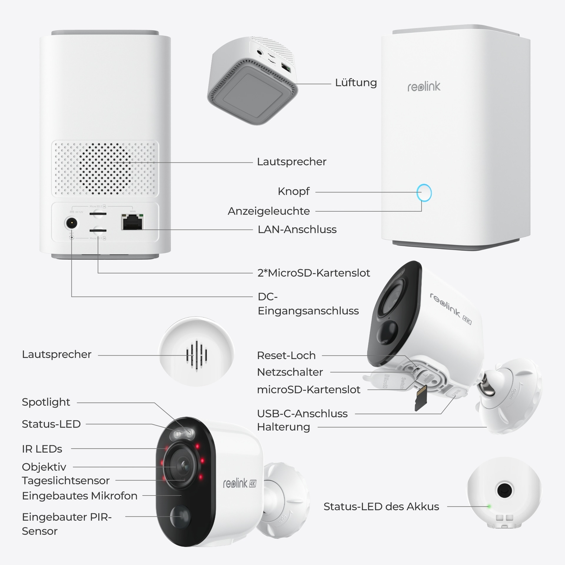 Reolink Überwachungskamera »Hub 1 mit 2x Argus B350 + 2x Solarpanel«, Außenbereich