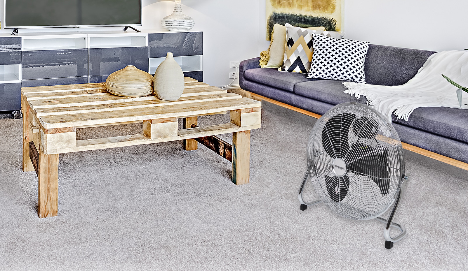 Sonnenkönig Bodenventilator »Windmaschine 14, Leistung 70W, Neigung einstellbar, robust,«, 3 Stufen, schwenkbar, effizient, einfache Handhabung