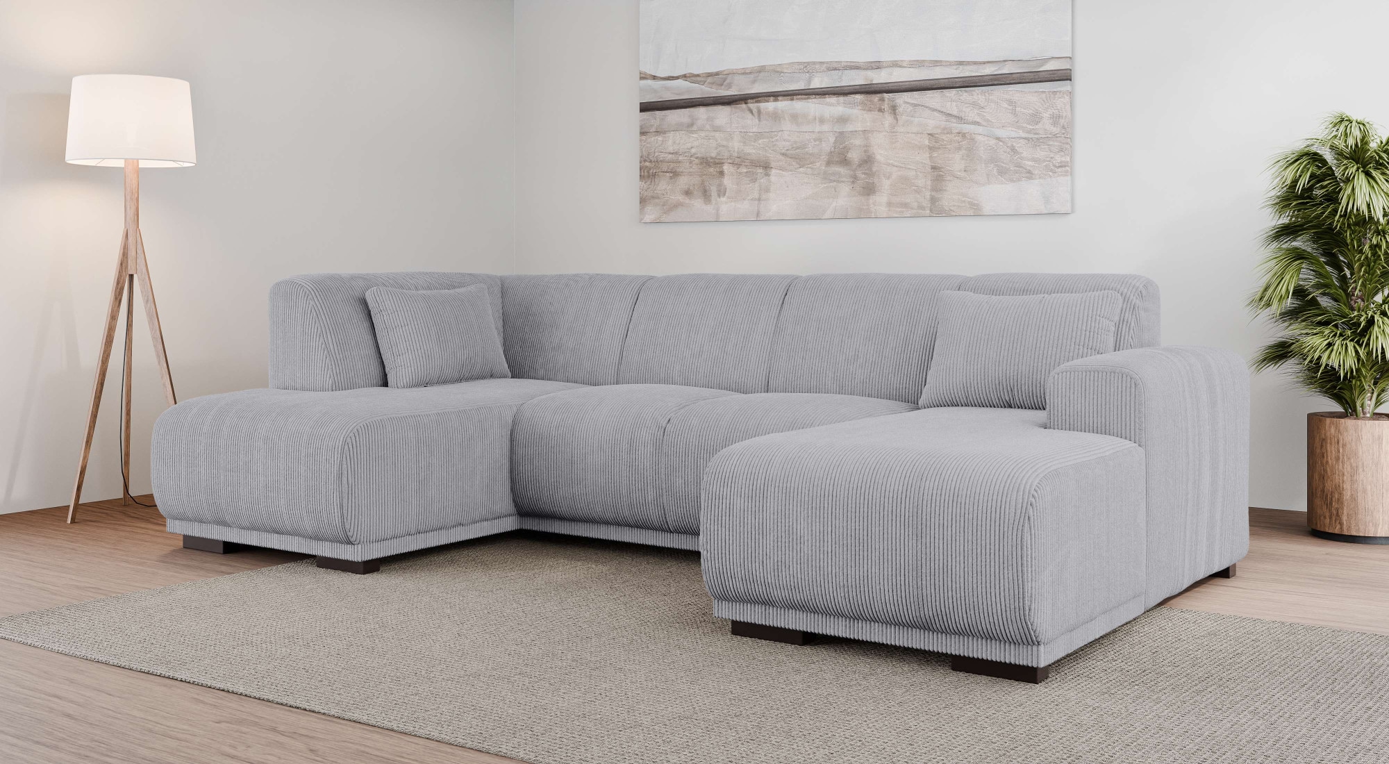 OTTO home Wohnlandschaft "BORNHOLM U-Form mit Recamiere rechts/links, B/T/H: 300/162/85 cm" U-Form mit Wellenunterfederung, Recamiere rechts oder links bestellbar