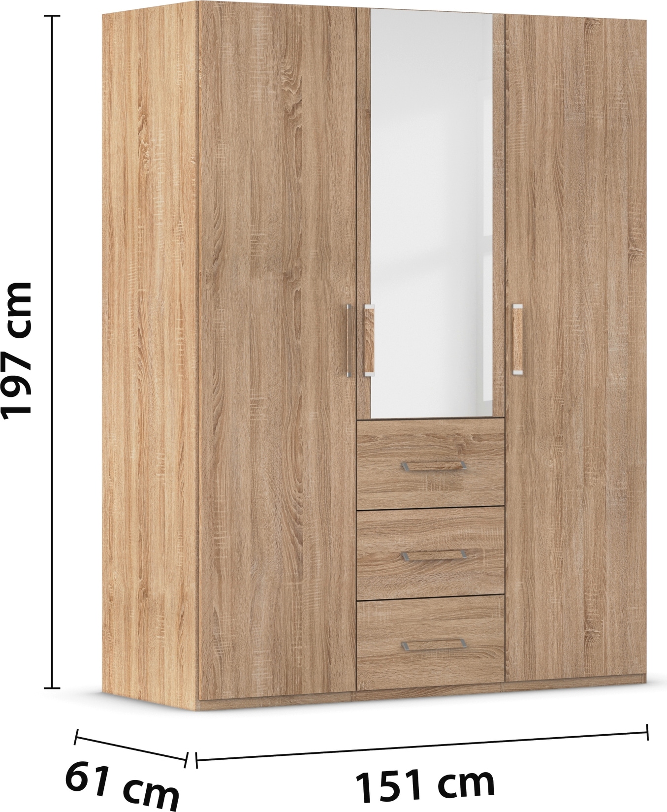 rauch Schlafzimmer-Set »Komplettschlafzimmer Schlafzimmer EVELYN«, (Set, 3 tlg.), Schrank und Bett in 2 Breiten, Nachttisch mit Paneel MADE IN GERMANY