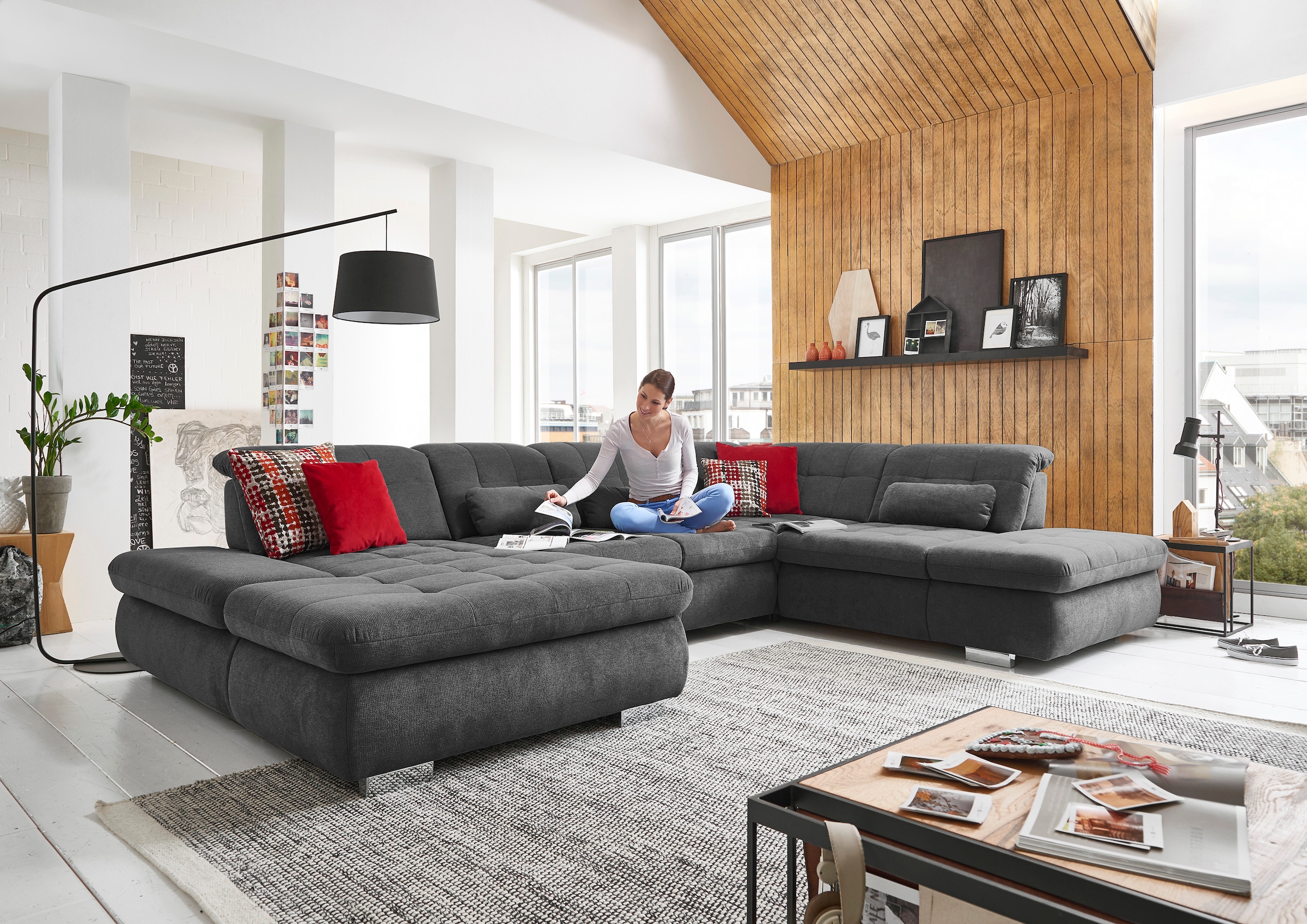 Die PlanBar Ecksofa »MP-IN17004 L-Form«, wahlweise mit Funktionen, Federkern-Polsterung