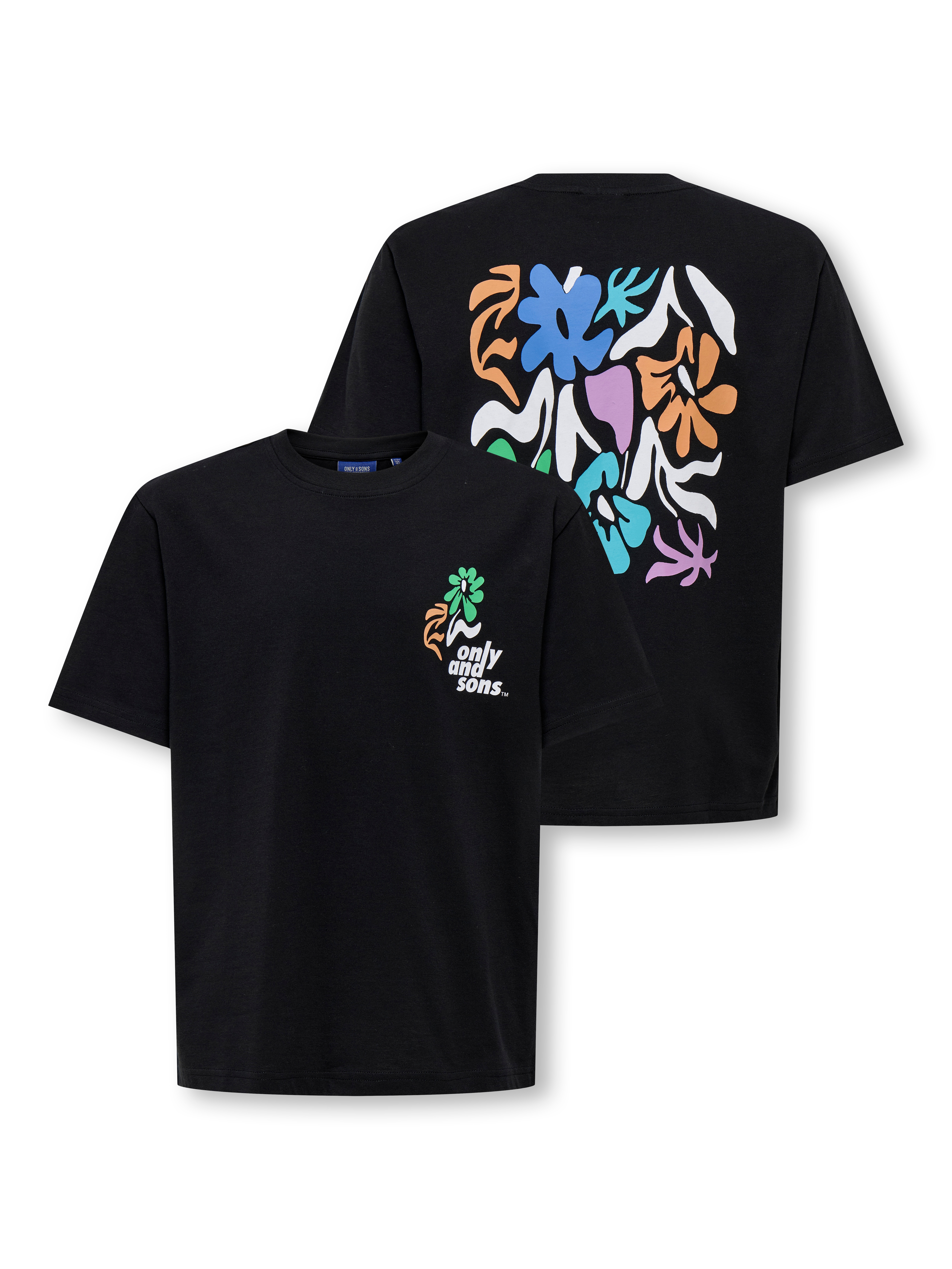 Only & Sons Junior T-Shirt "Osjfred Laurent Flow. Rlx Ss Jrs Noos" Baumwolle, Relaxed Fit