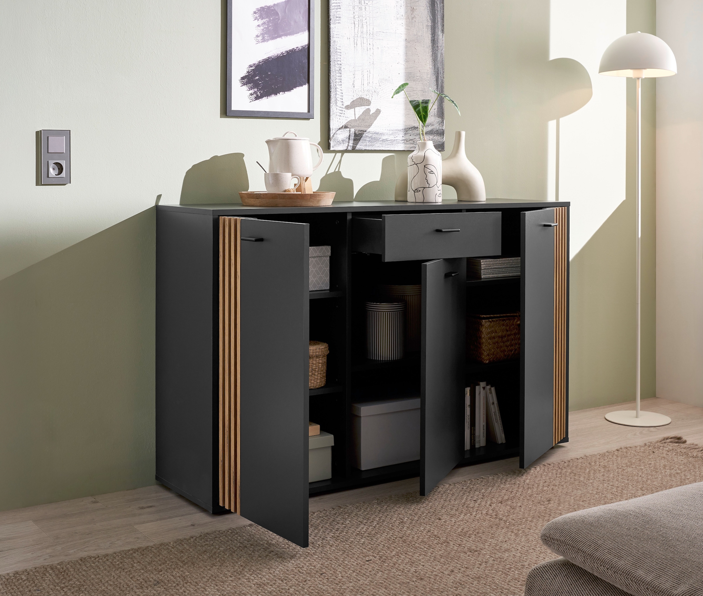 HBZ Sideboard »Dublin Kommode, BxHxT 140x86x38cm«, (1 St.), Breite 140cm, Softclose, Metallgriffe