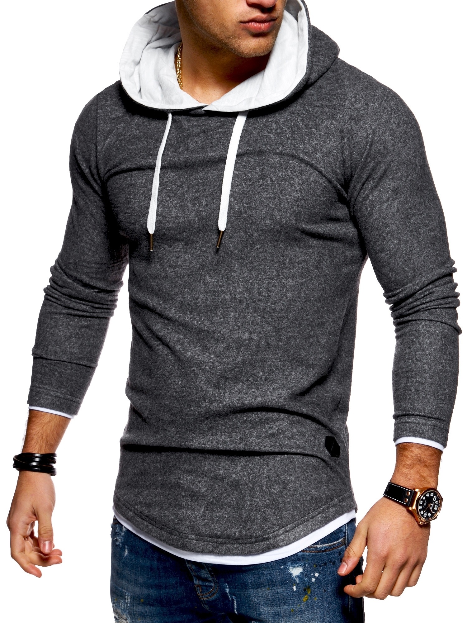 behype Kapuzensweatshirt "LAYER", im trendigen Layer-Look