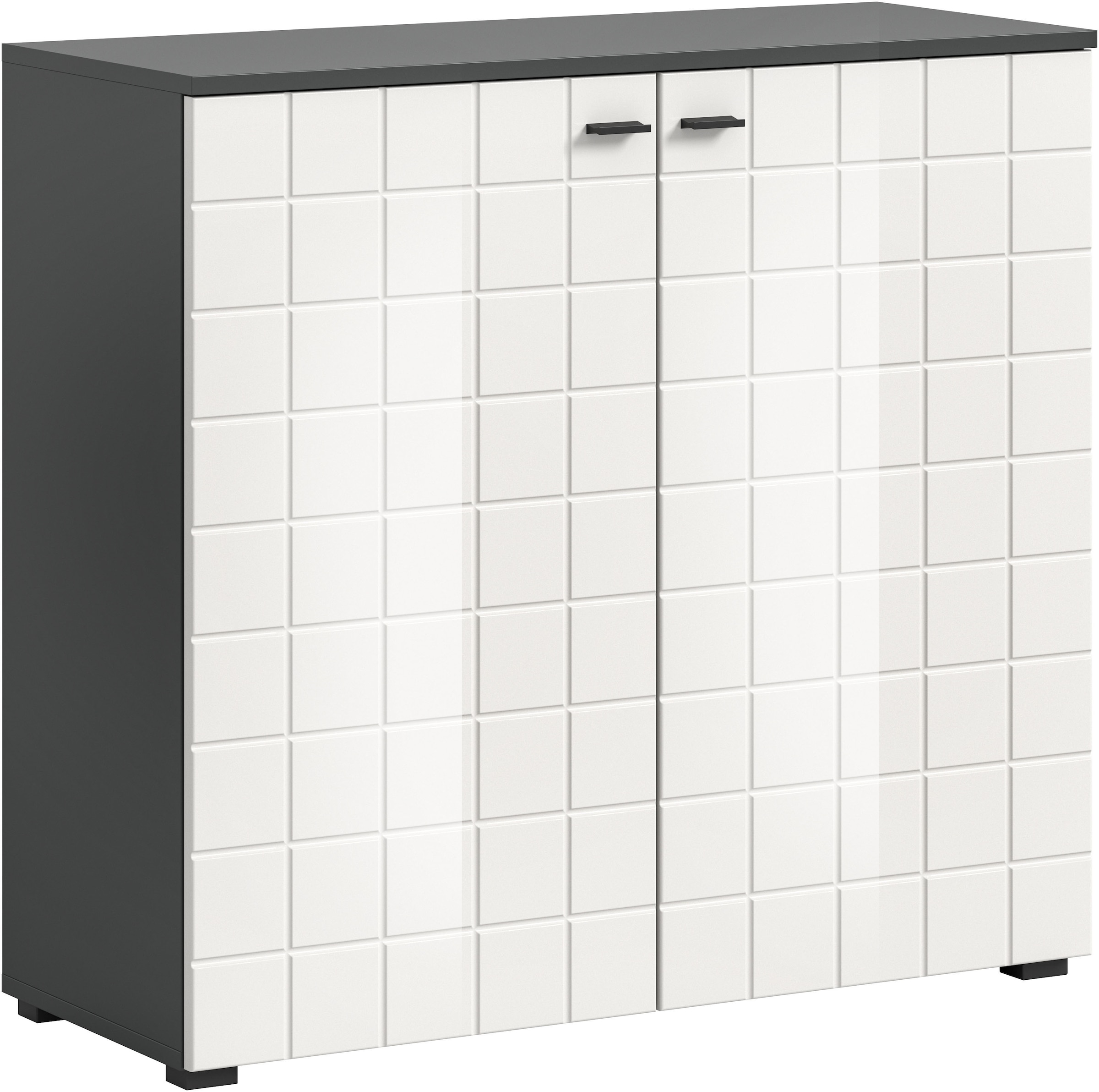 INOSIGN Kommode "Gora, Breite 92 cm, gefräste Front in Waffeloptik hochglanz", Sideboard, Schrank, Anrichte