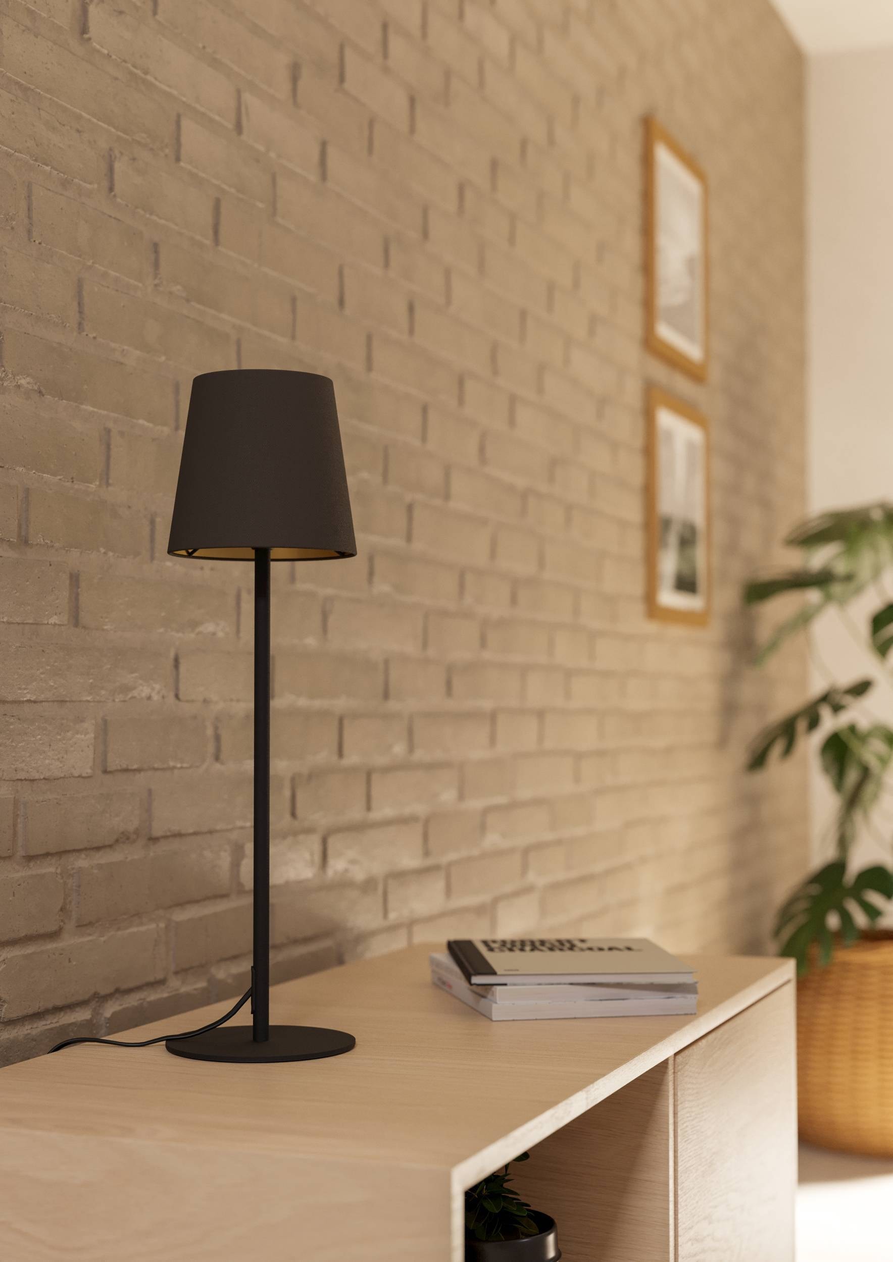 EGLO Tischleuchte »Fiorana Tischlampe, Nachttischlampe, Metall und Textil, E14, Lampe« E14 1 Stk. Tischleuchte - H53 x Ø15 cm - schwarz - 1X40W exkl.