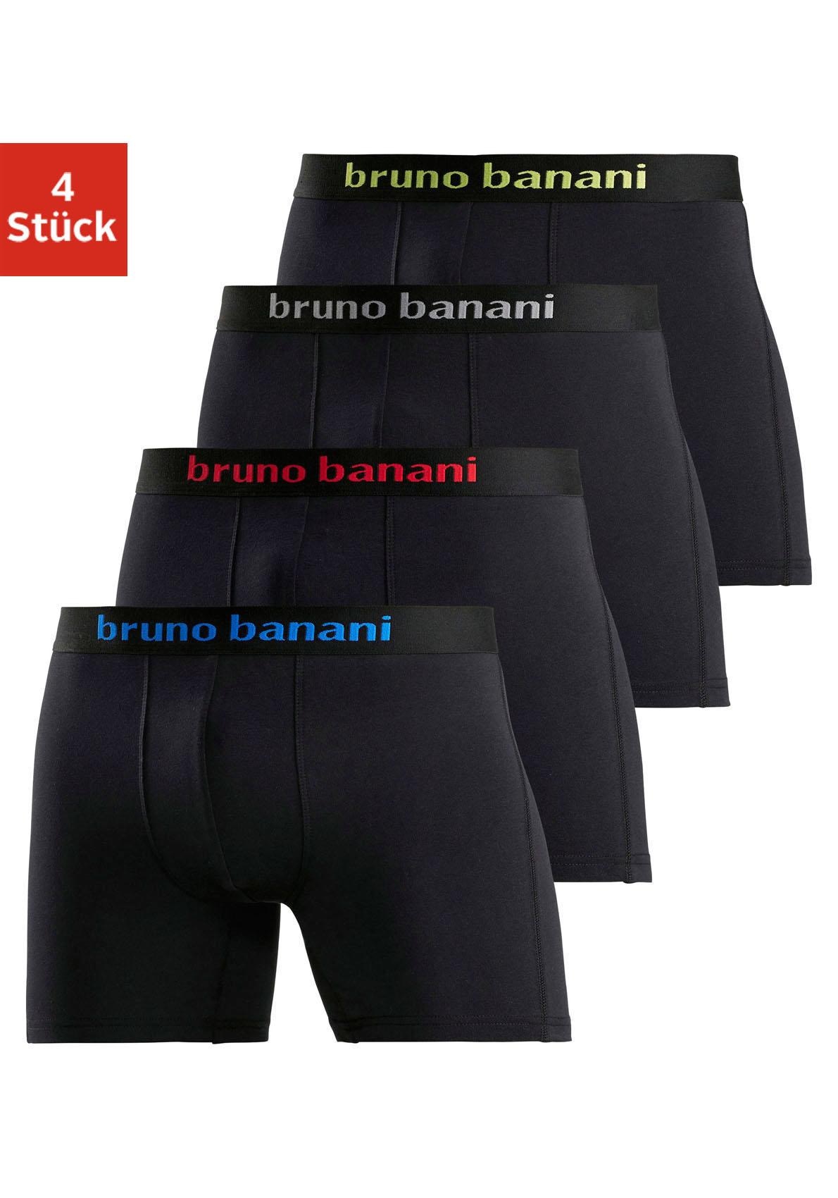 Bruno Banani Boxer »Unterhose für Herren«, (Packung, 4 St.), mit längerem Bein und auffälligen Logobund