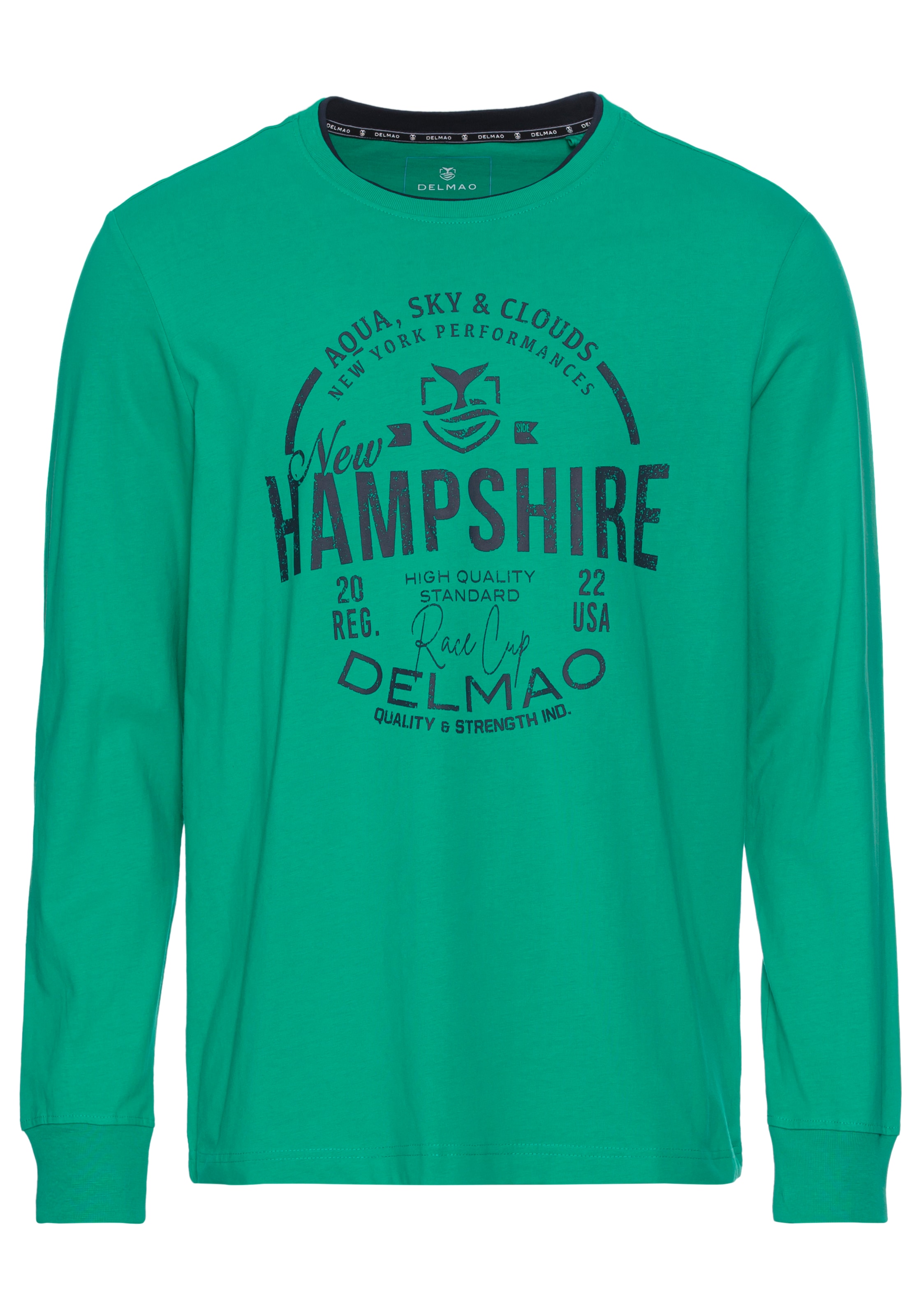 DELMAO Langarmshirt, mit modernem Print - NEUE KOLLEKTION