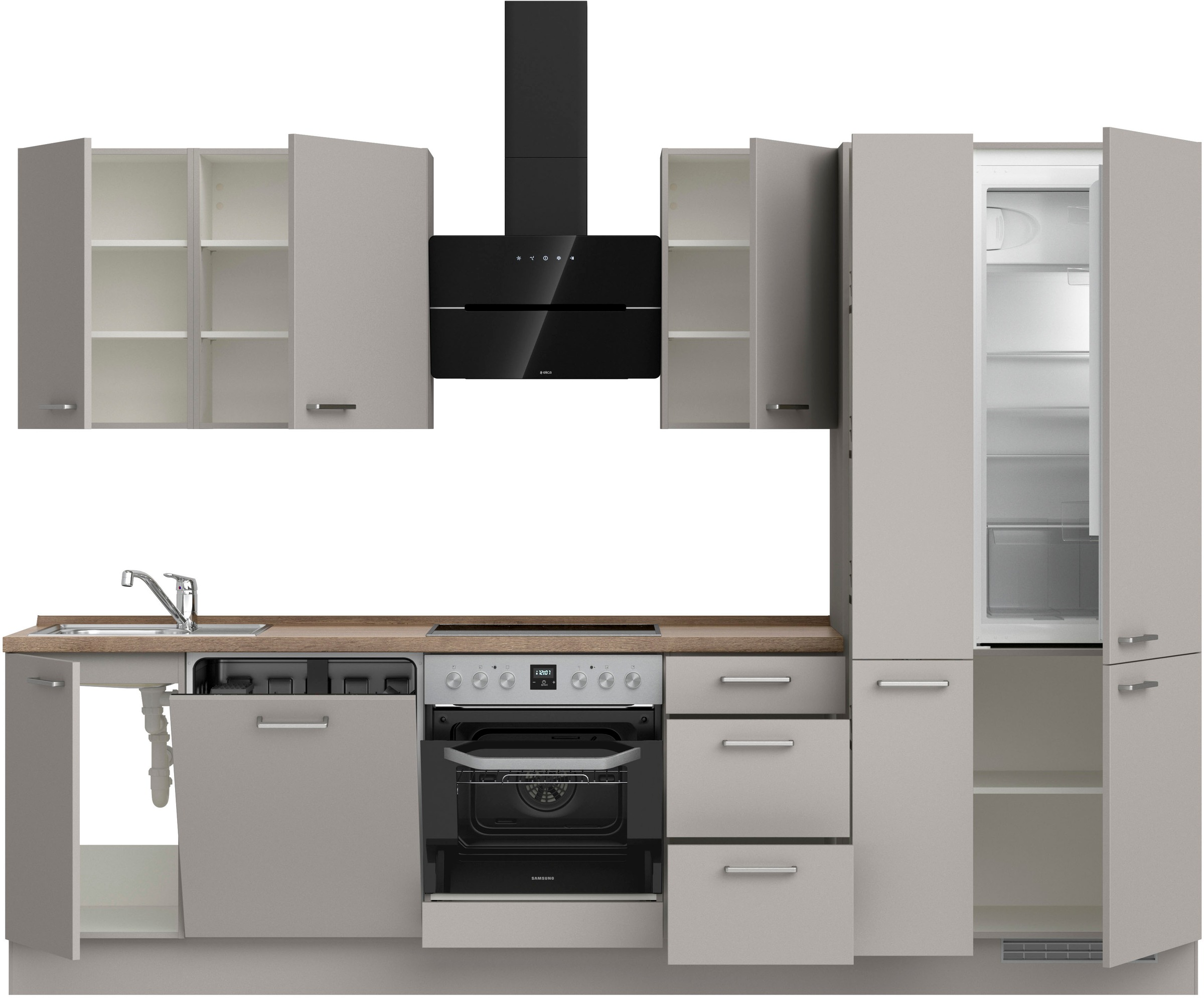 nobilia® Küchenzeile »"Touch II"«, vormontiert, Ausrichtung wählbar, Breite 300 cm, wahlw. mit E-Geräten