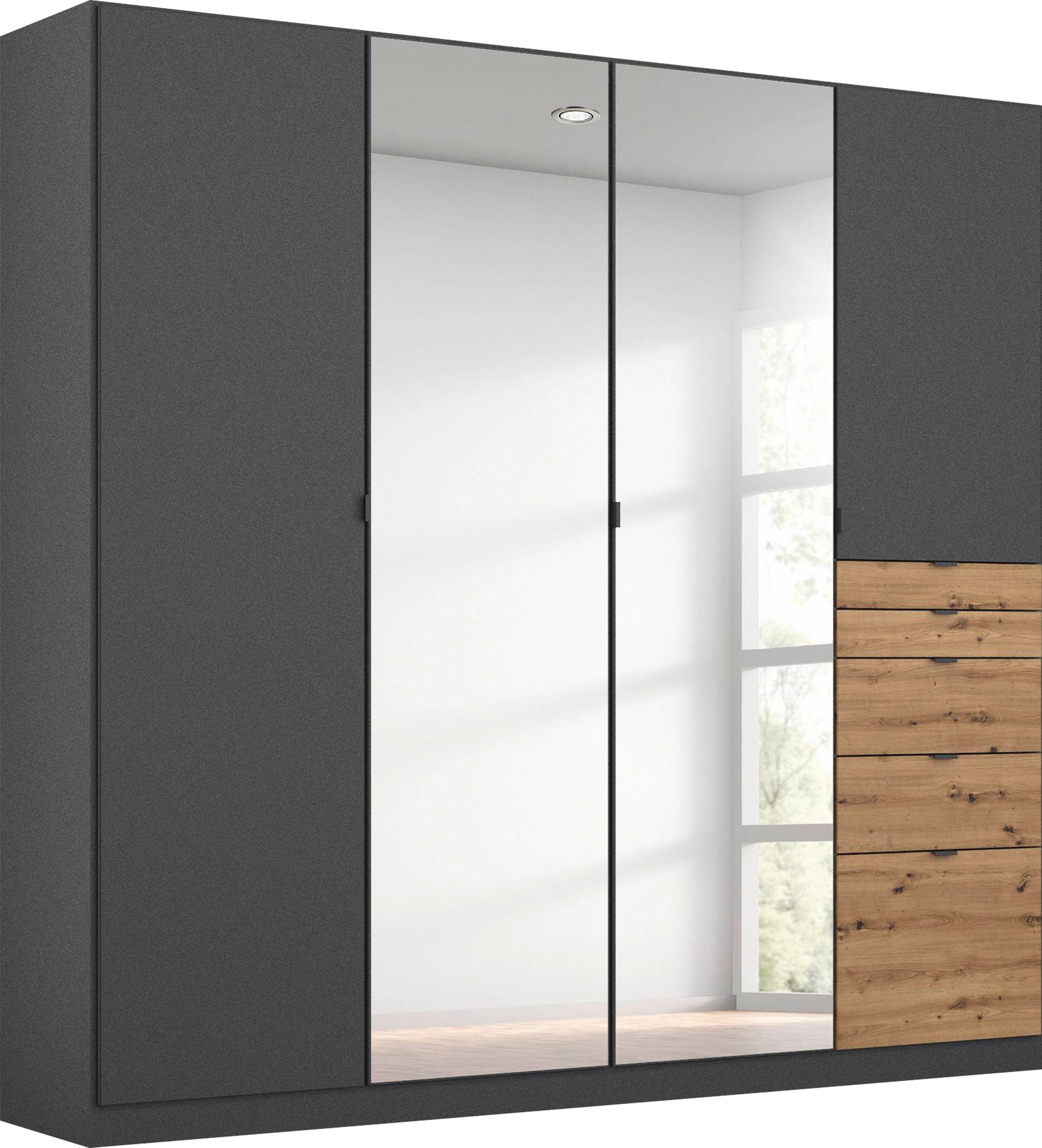 rauch "Kleiderschrank Schrank Garderobe Wäscheschrank Ankleide ONTARIO" Breiten 136/181 cm, mit 5 Schubladen in unterschiedlichen Größen MADE IN GERMANY