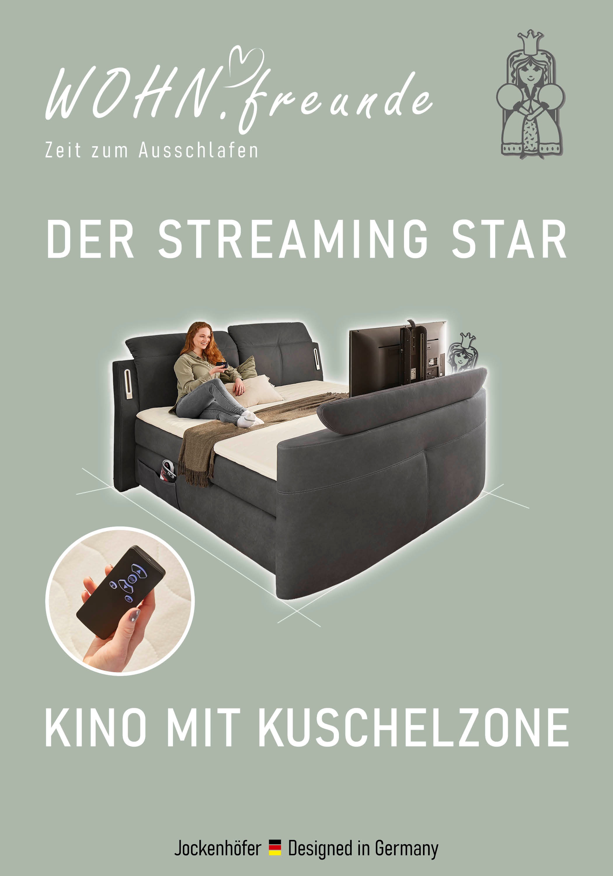 Thumbnail - Jockenhöfer Gruppe Boxspringbett "Movie Star", mit versenkbarem TV-Lift, Fernbedienung, LED-Licht, USB-Ladestation und v...