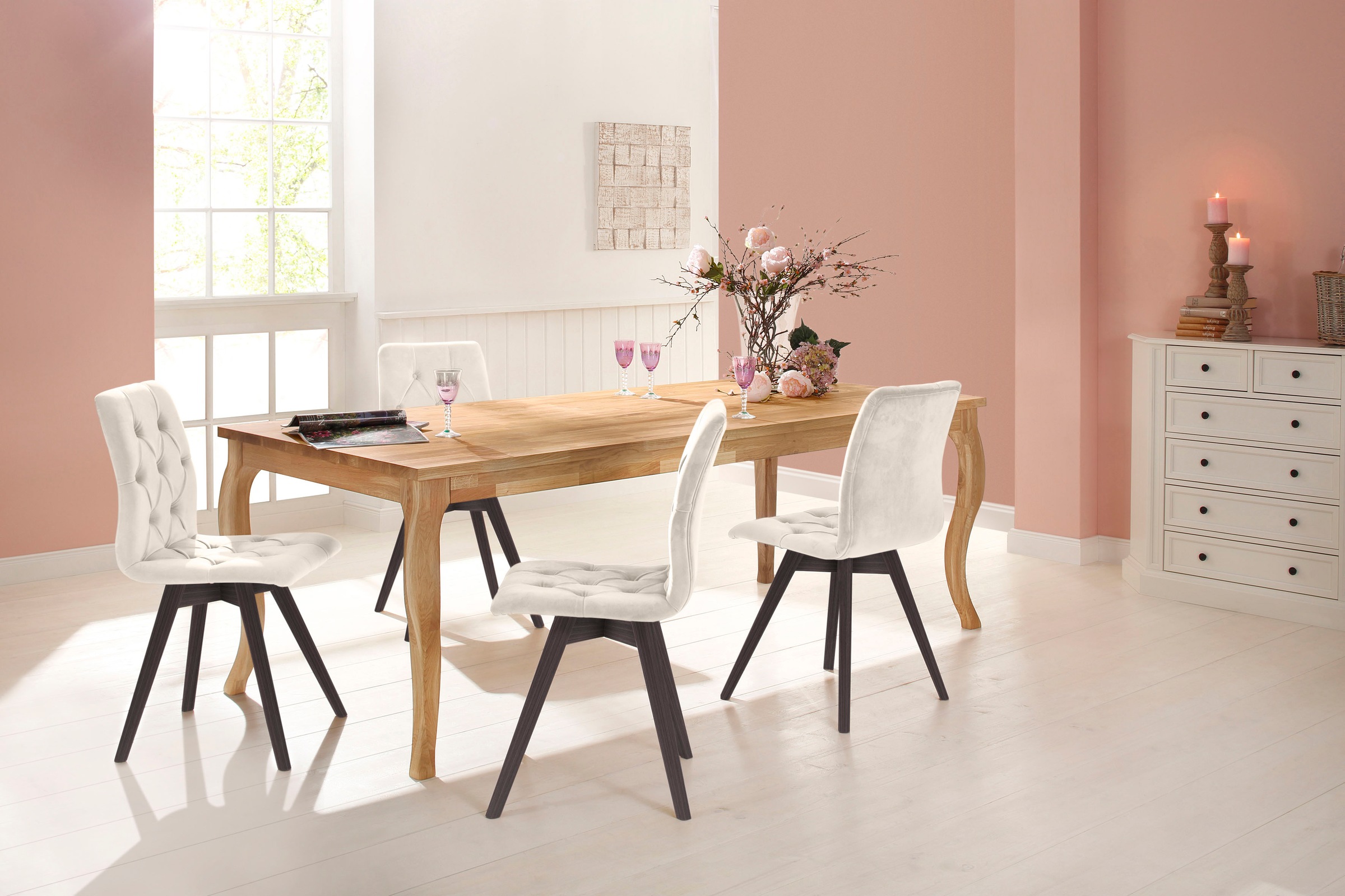 andas Esszimmerstuhl "Rania" (Set) 2 Stk. Samtoptik mit Massivholzbeinen günstig online kaufen