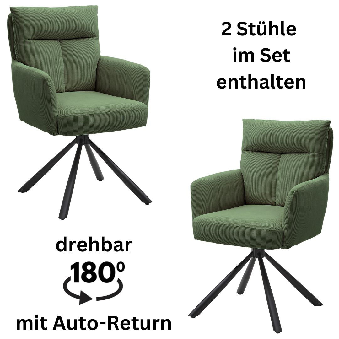 Stolkom Armlehnstuhl "Sofia", (Set), 2 St., Cord, 180 grad drehbar mit Auto günstig online kaufen